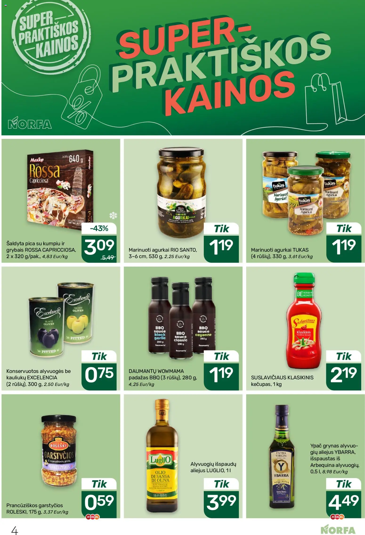 NORFA akcijos nuo 11.06.2026 | Puslapis: 4 | Prekių: Agurkai, Aliejus, Pica, Padažas