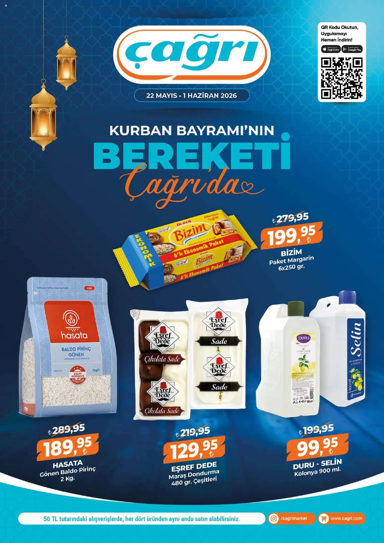 Çağrı Market Katalog - 22.05.2026 tarihinden itibaren geçerlidir | Sayfa: 1 | Ürünler: Çikolata, Pirinç, Dondurma, Limon