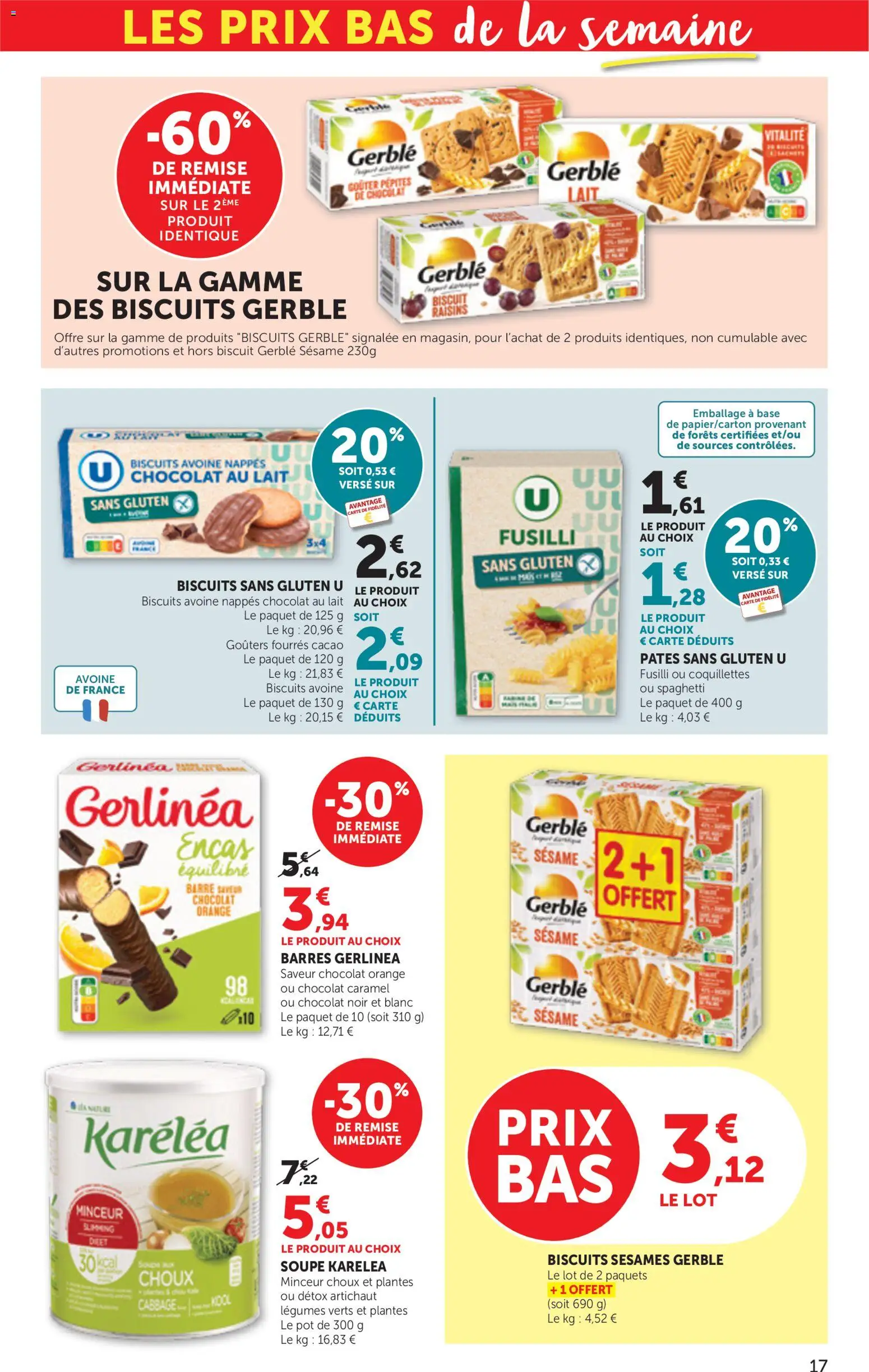{H1} | Page: 17 | Produits: Fusilli, Chocolat caramel, Chocolat, Biscuits