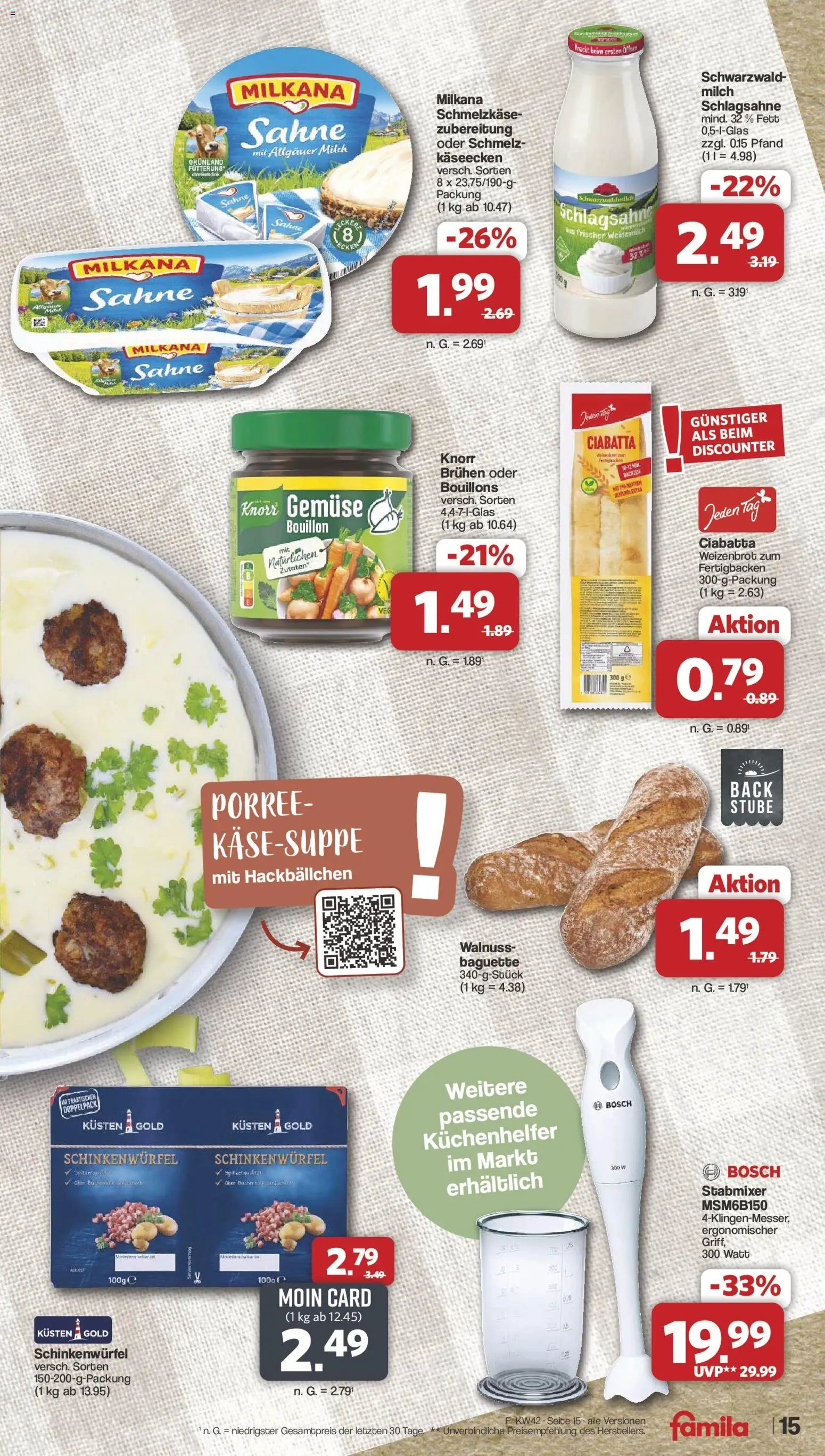 Famila Nordwest Prospekt – gültig ab 12.10.2026 | Seite: 15 | Produkte: Milch, Gemüse, Stabmixer, Sahne