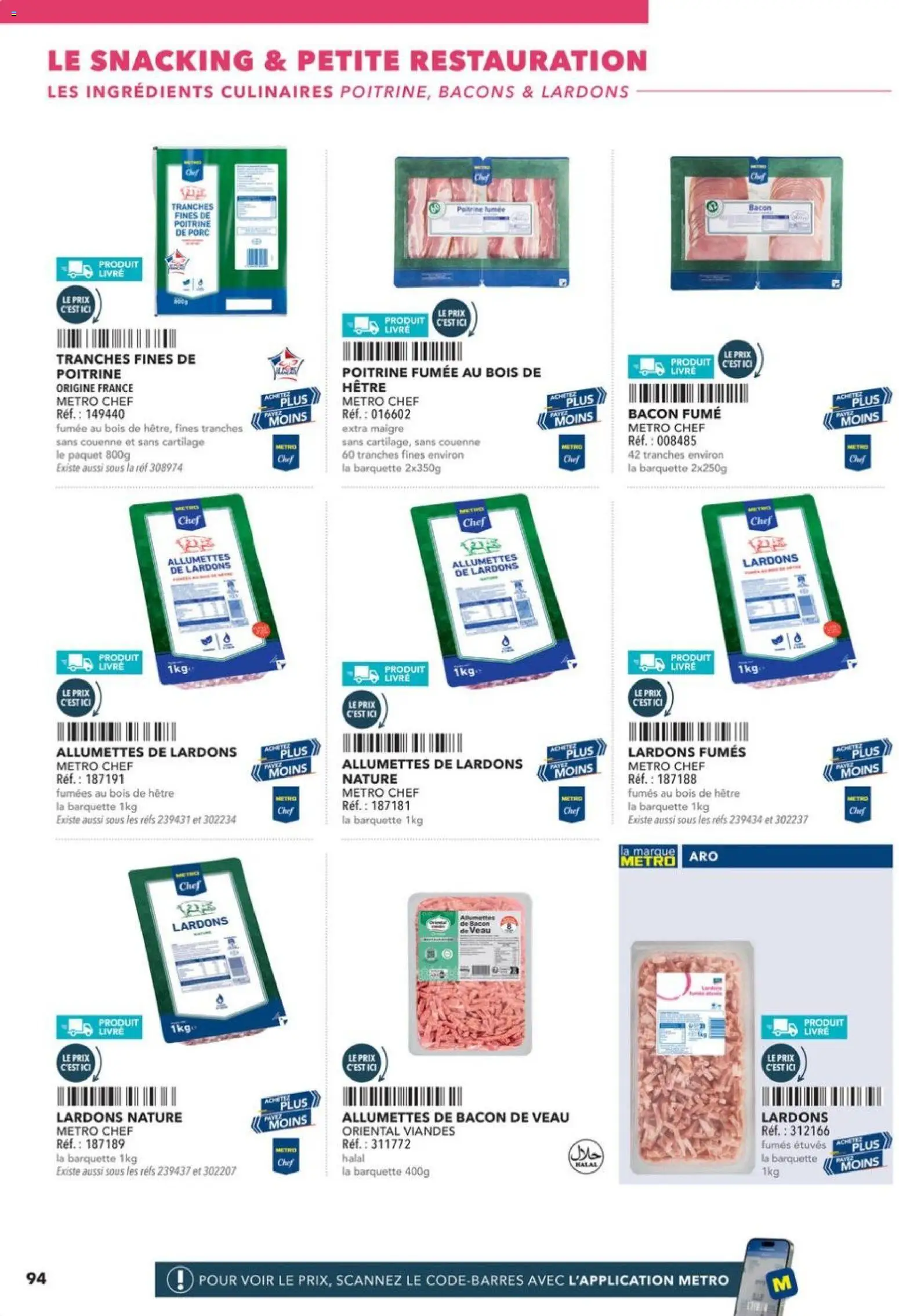 {H1} | Page: 94 | Produits: Poitrine de porc, Lardons, Porc, Livre