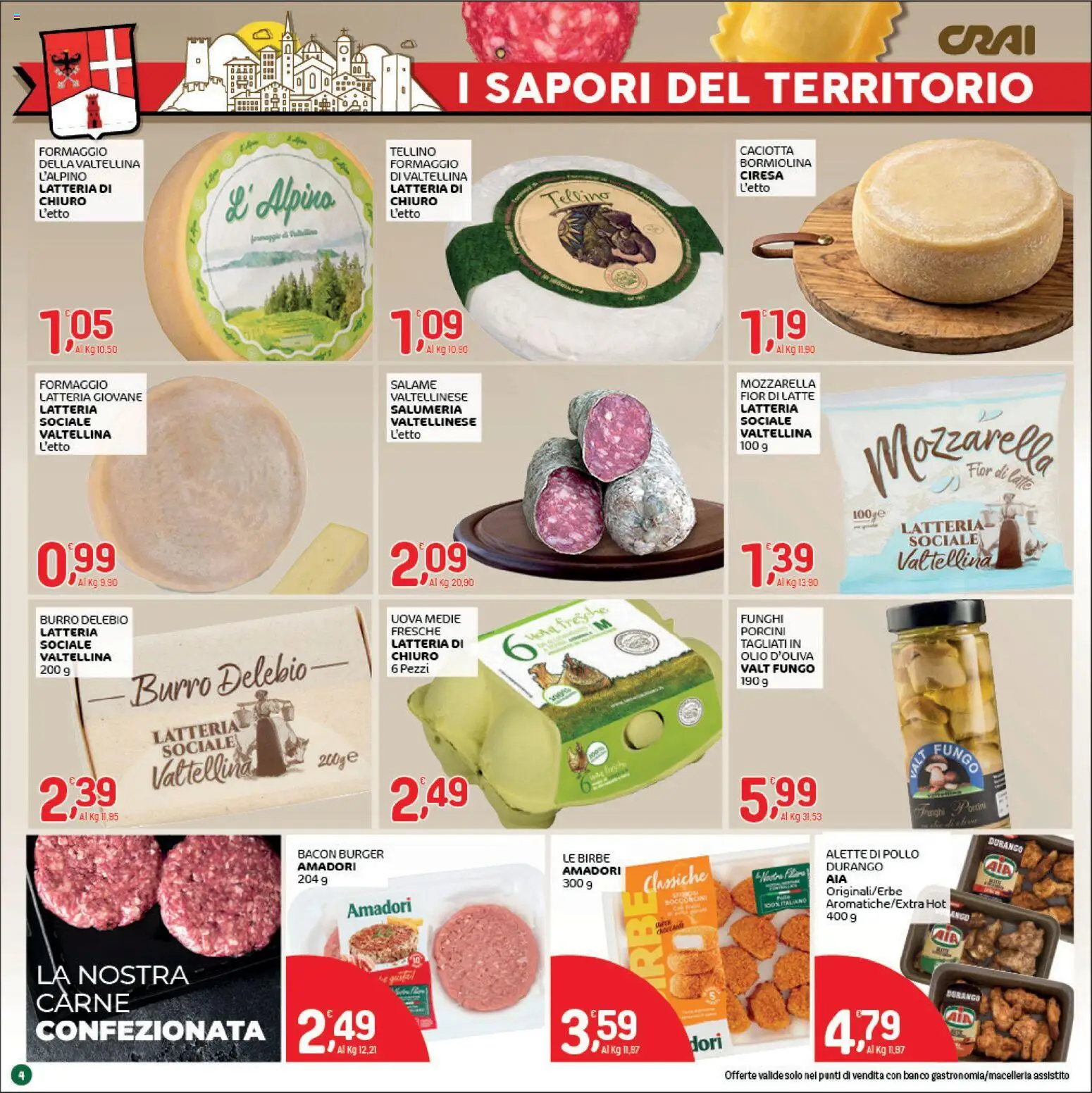 Volantino CRAI del 03/09/2026 | Pagina: 4 | Prodotti: Salame, Latte, Formaggio, Carne