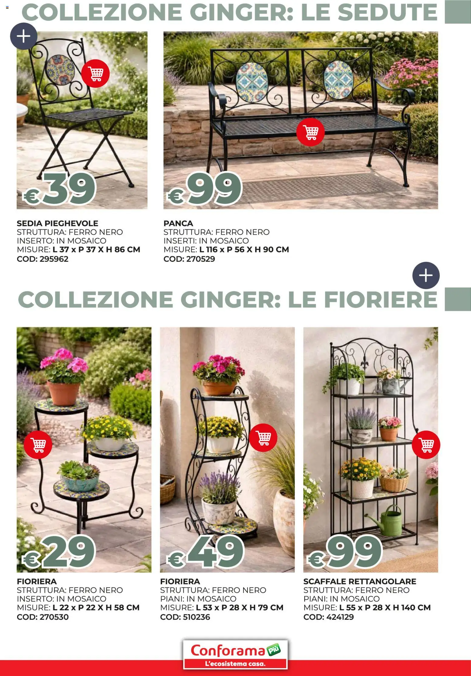 Volantino Conforama del 19/03/2026 | Pagina: 35 | Prodotti: Panca, Fioriera, Scaffale, Sedia