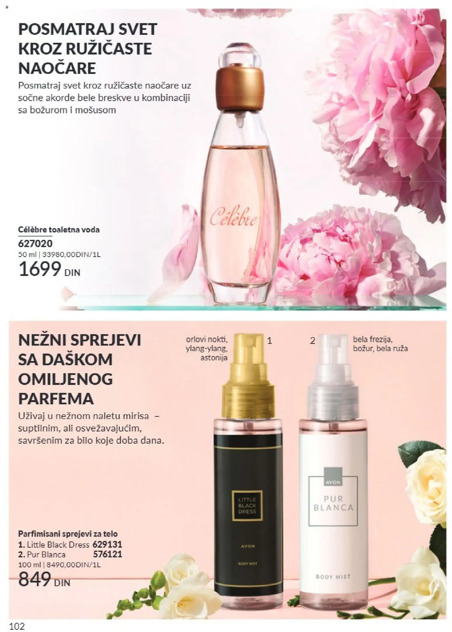 AVON katalog - važi od 01.09.2026 | Strana: 102 | Proizvode: Naočare, Toaletna voda, Voda, Breskve
