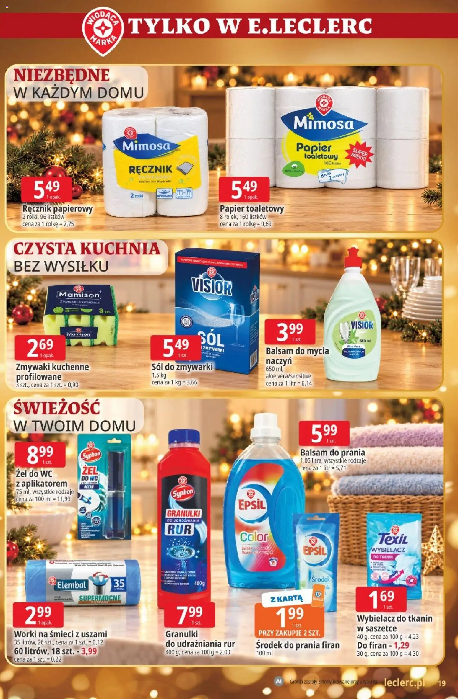 E.Leclerc - Ulotka od 03.11.2026 | Strona: 19 | Produkty: Karta, Worki na śmieci, Sól do zmywarki, Ręcznik papierowy