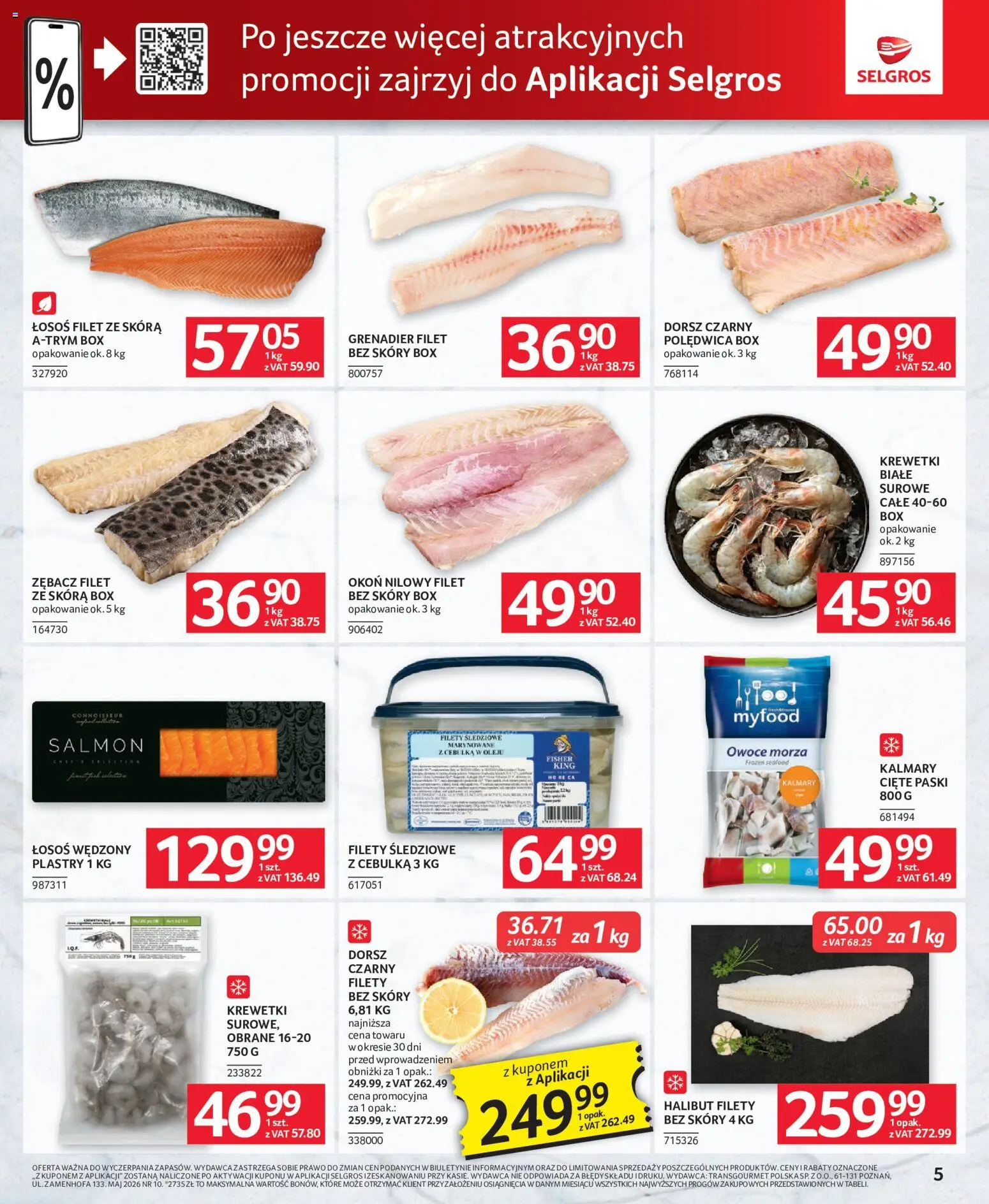 Selgros cash&carry gazetka - Oferta dla gastronomii od 07.05.2026 | Strona: 5 | Produkty: Łosoś wędzony, Dorsz, Owoce, Owoce morza