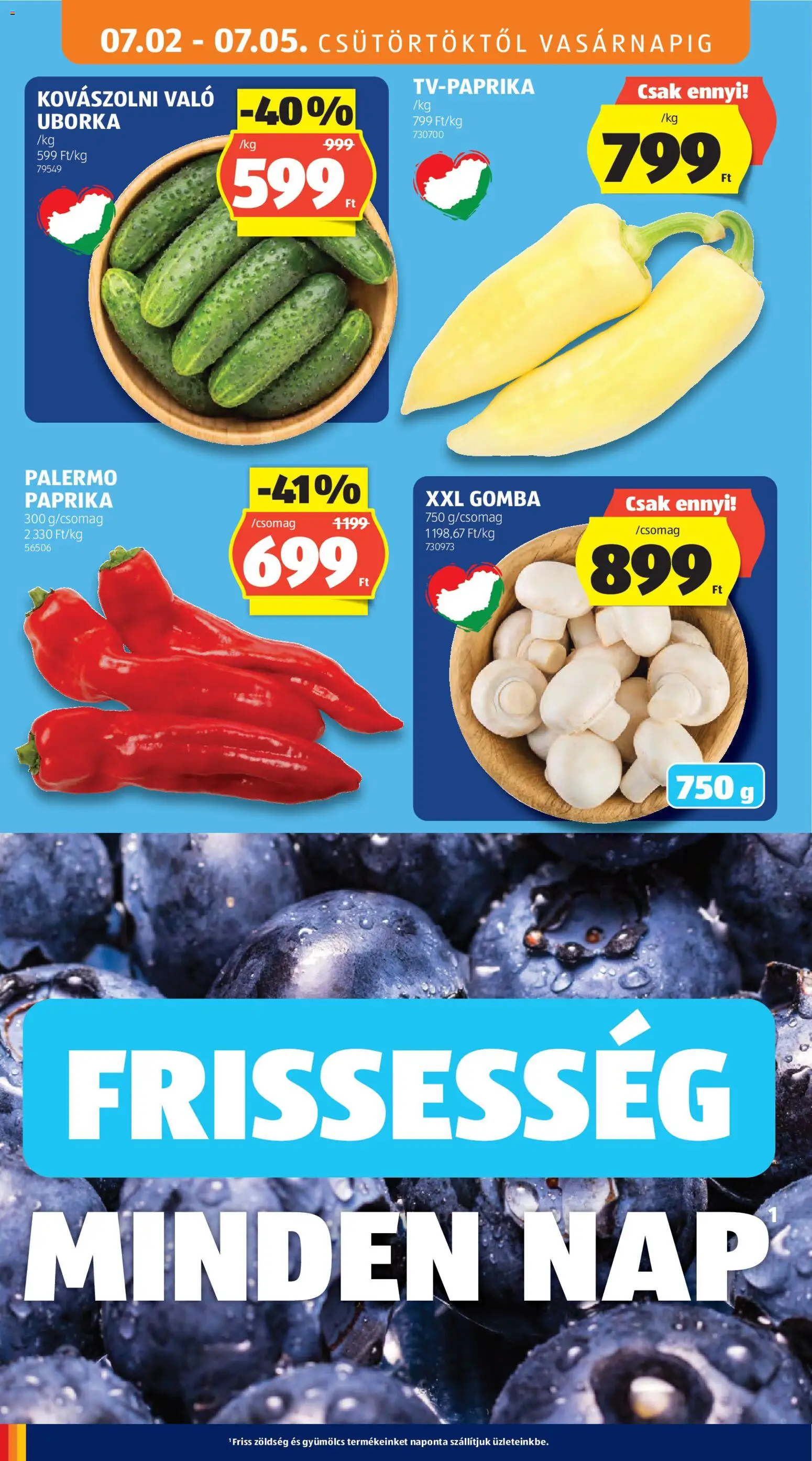 Aldi akciós ujság - amely érvényes a következő dátumtól: 2026.07.02. | Oldal: 10 | Termékek: Gyümölcs, Kovászolni való uborka, Zöldség, Uborka