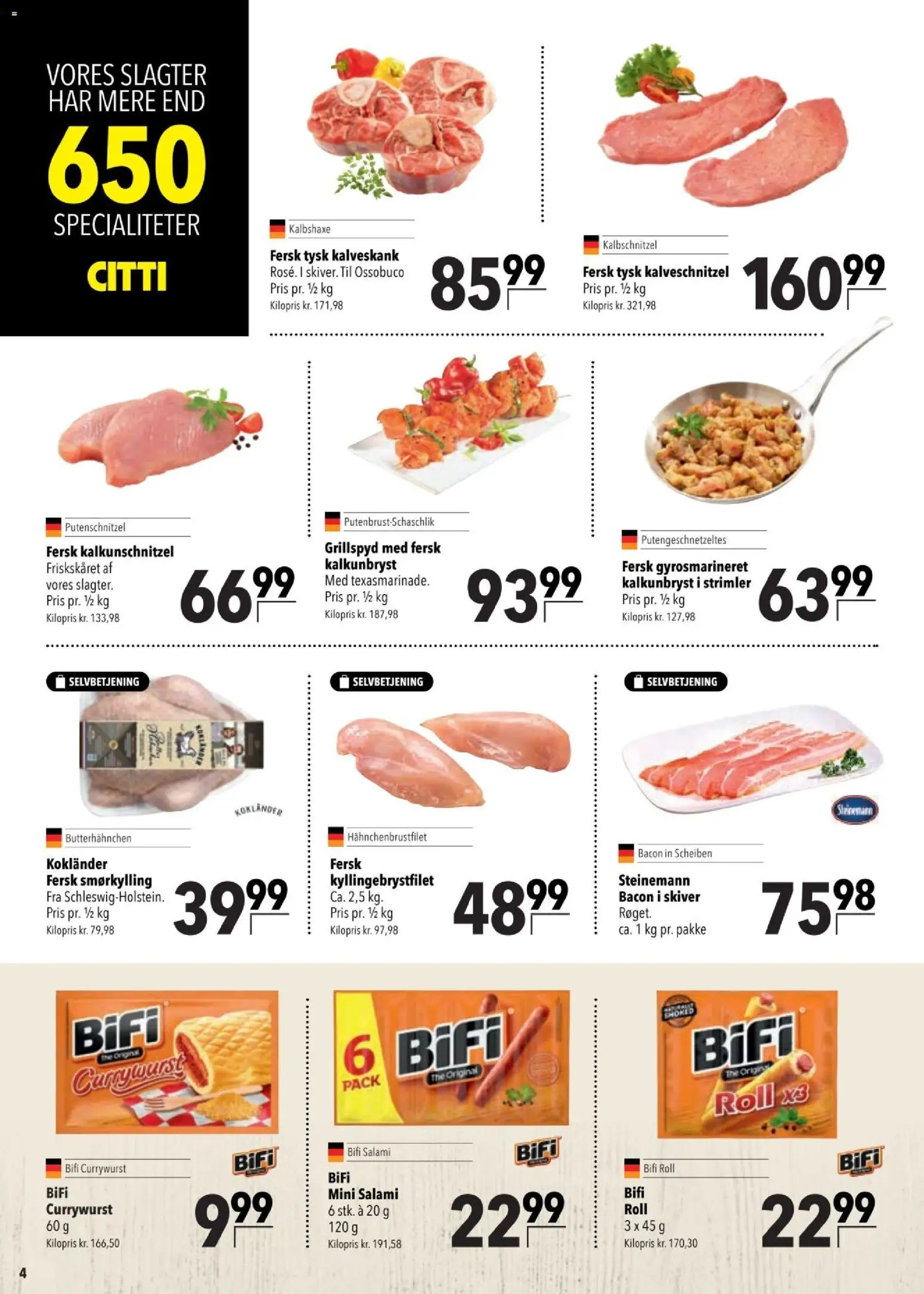 CITTI tilbudsavis – gyldig fra 25/03/2026 | Side: 4 | Produkter: Salami, Specialiteter, Bacon