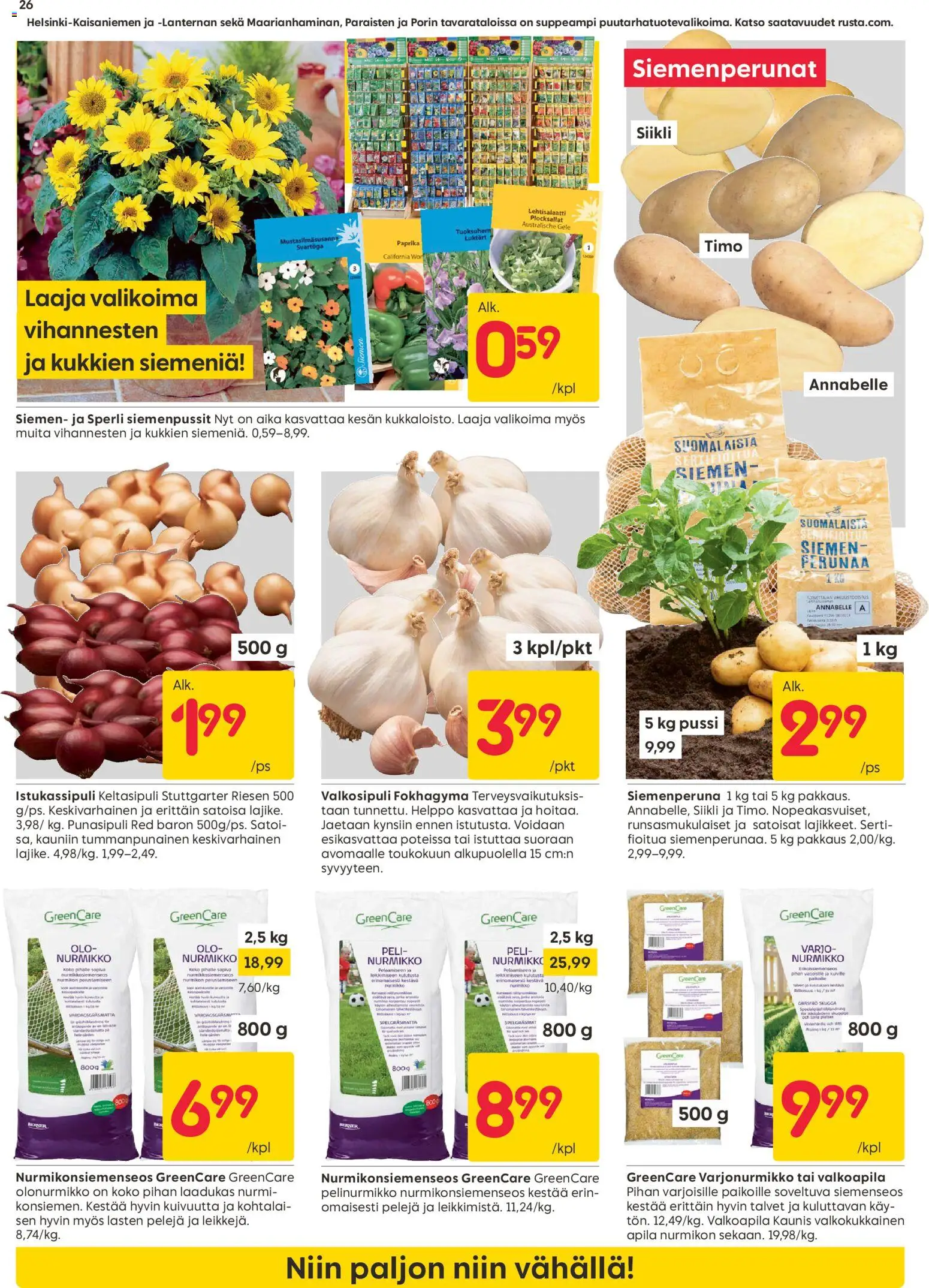 Rusta tarjoukset – voimassa 13.04.2026 alkaen | Sivu: 26 | Tuotteet: Valkosipuli, Paprika, Lehtisalaatti, Peli