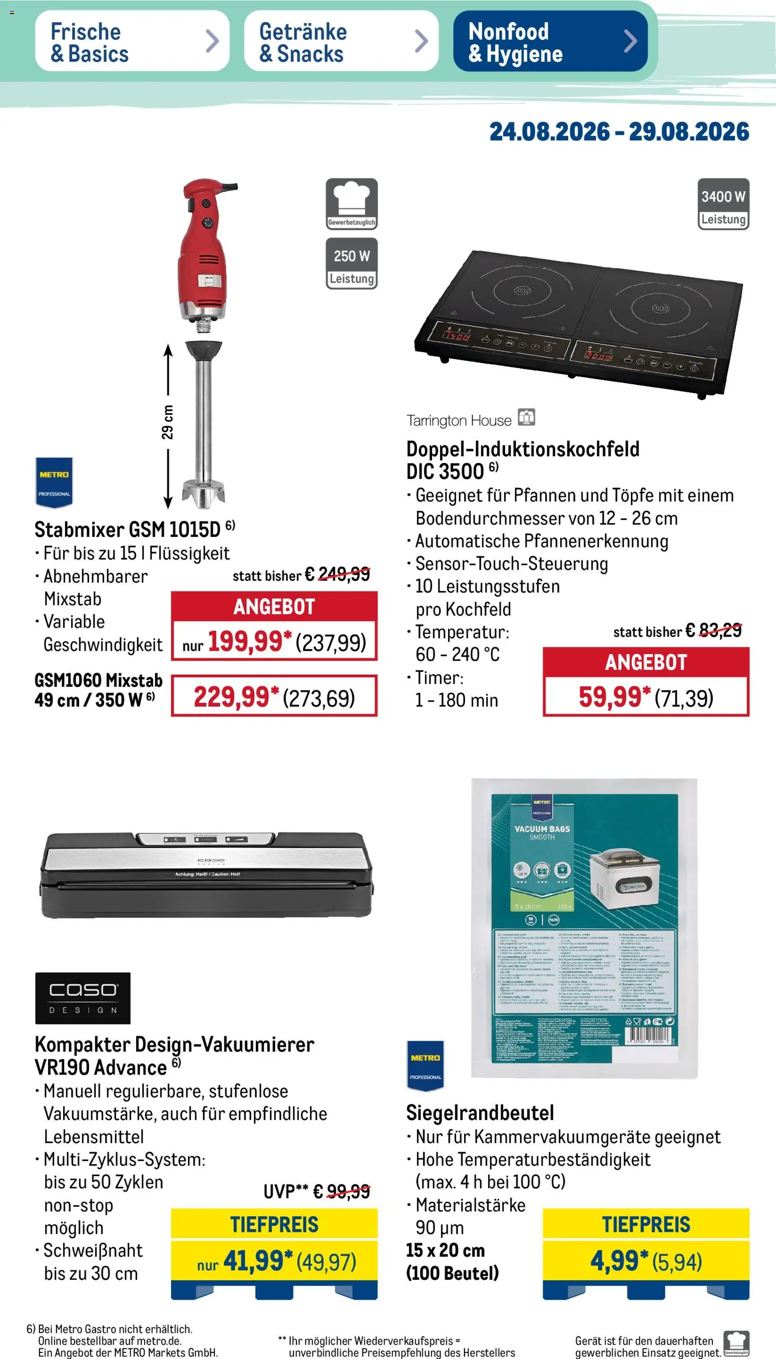 Metro Prospekt – gültig ab 24.08.2026 | Seite: 47 | Produkte: Kochfeld, Mixstab, Stabmixer