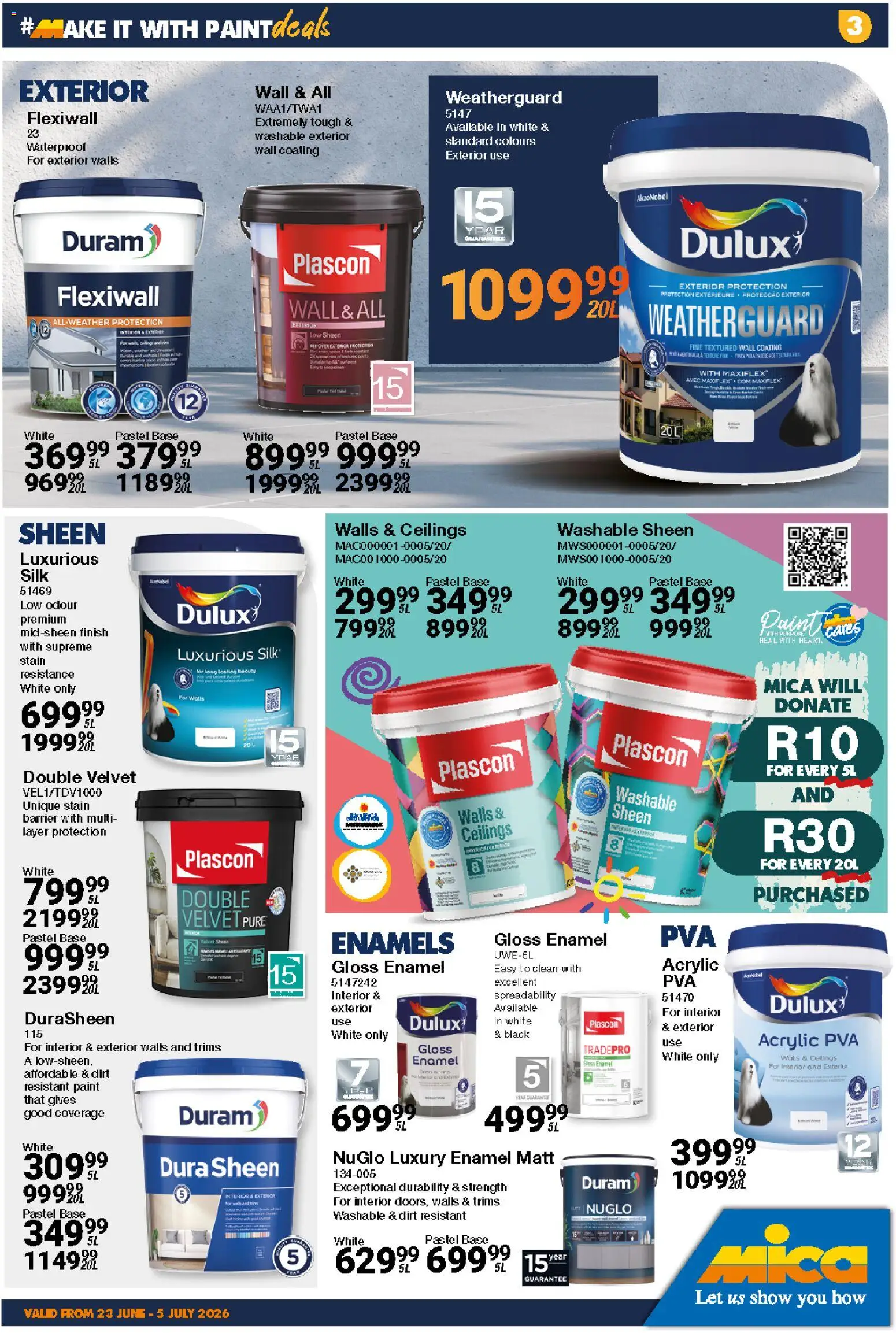 New MICA catalogue – valid from 23/06/2026 | Page: 3 | Products: Gloss, Paint, Enamel