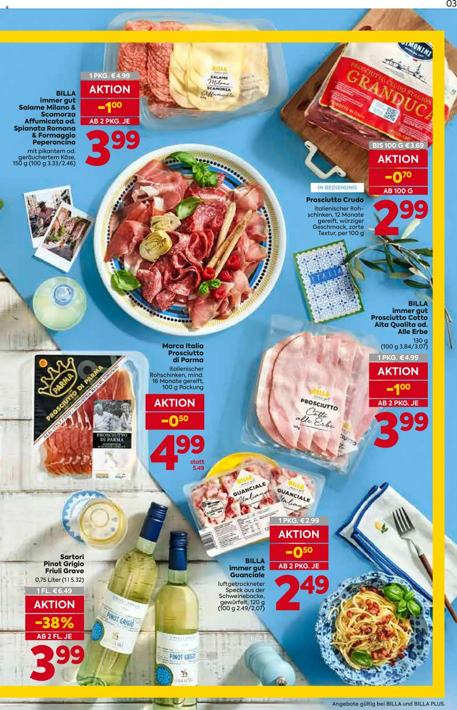 Billa AT akciós ujság - amely érvényes a következő dátumtól: 07.05.2026 | Oldal: 4 | Termékek: Prosciutto crudo