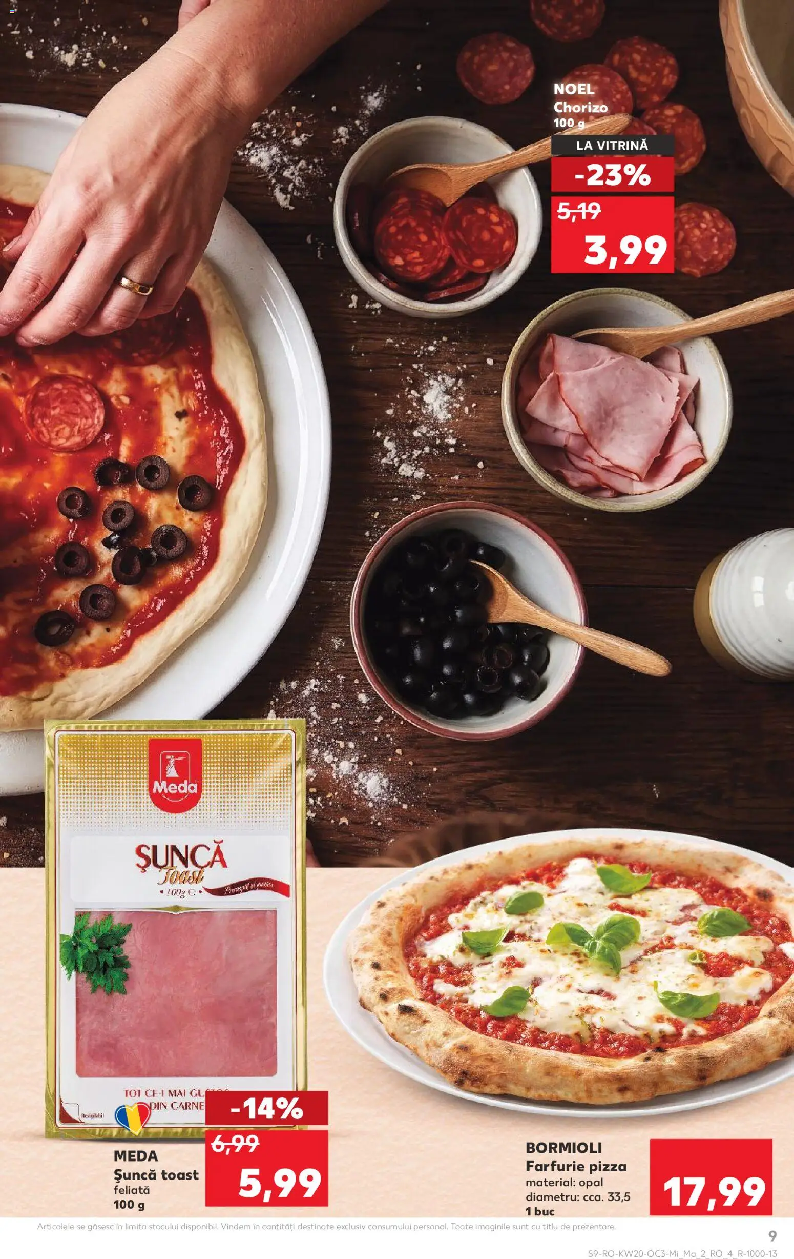 Noul catalog Kaufland – valabil de la 13.05.2026 | Pagină: 9 | Produse: Vitrină, Farfurie, Șuncă, Pizza