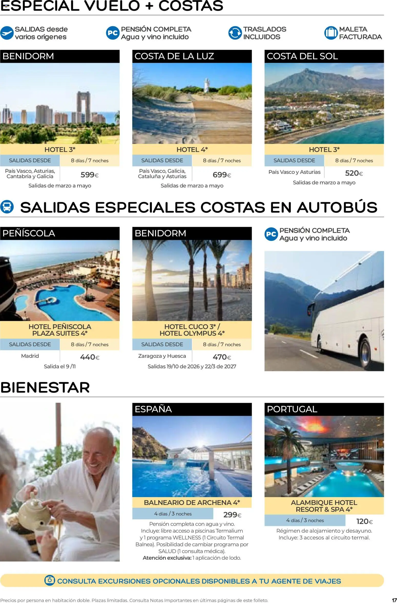 Viajes El Corte Inglés folleto Destinos Otoño y Primavera │ válido desde el 01/07/2026 | Página: 17 | Productos: Vino, Maleta, Agua
