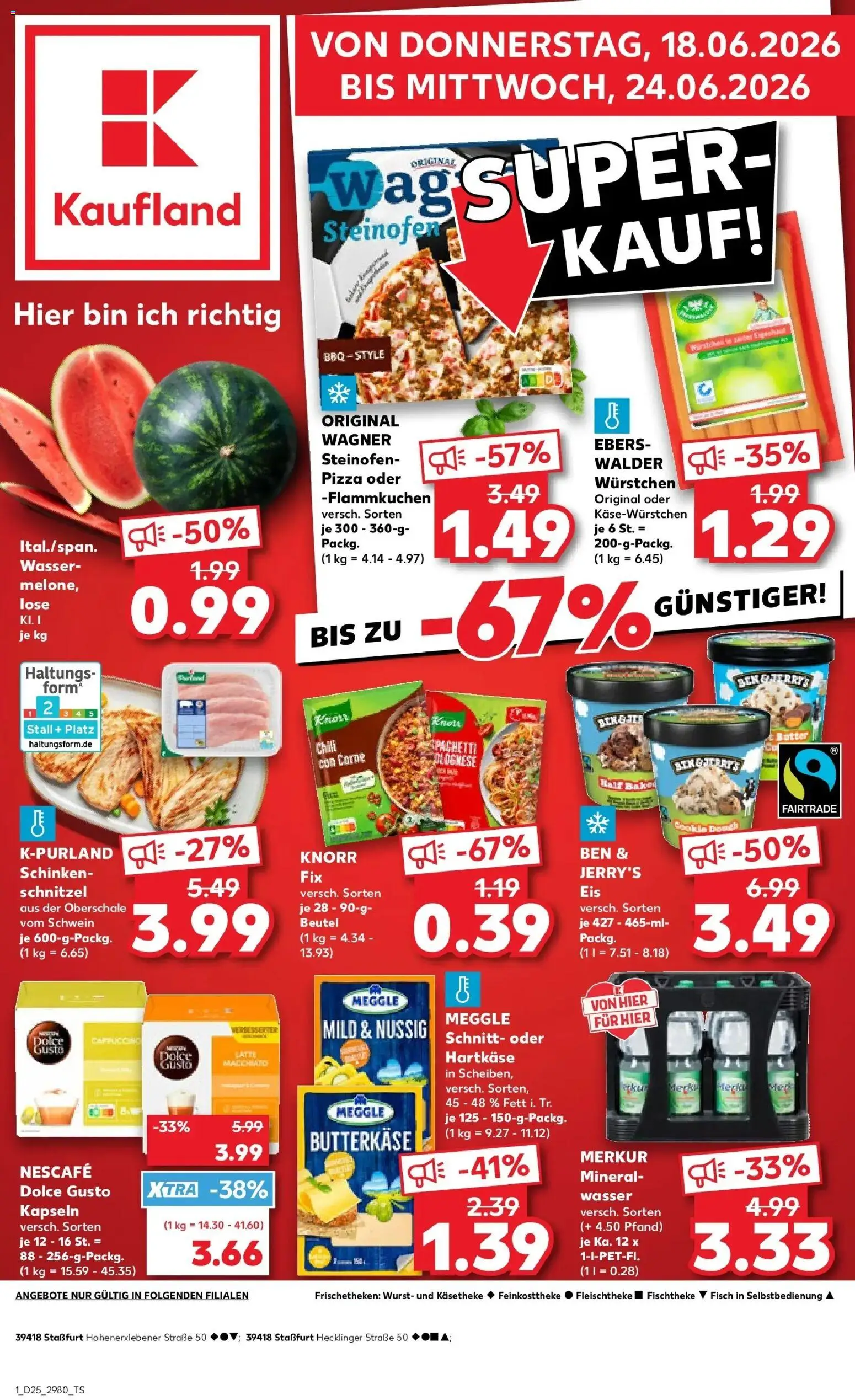 Kaufland Prospekt Staßfurt – gültig ab 15.06.2026 | Seite: 12 | Produkte: Nescafe, Fisch, Schinken, Pizza
