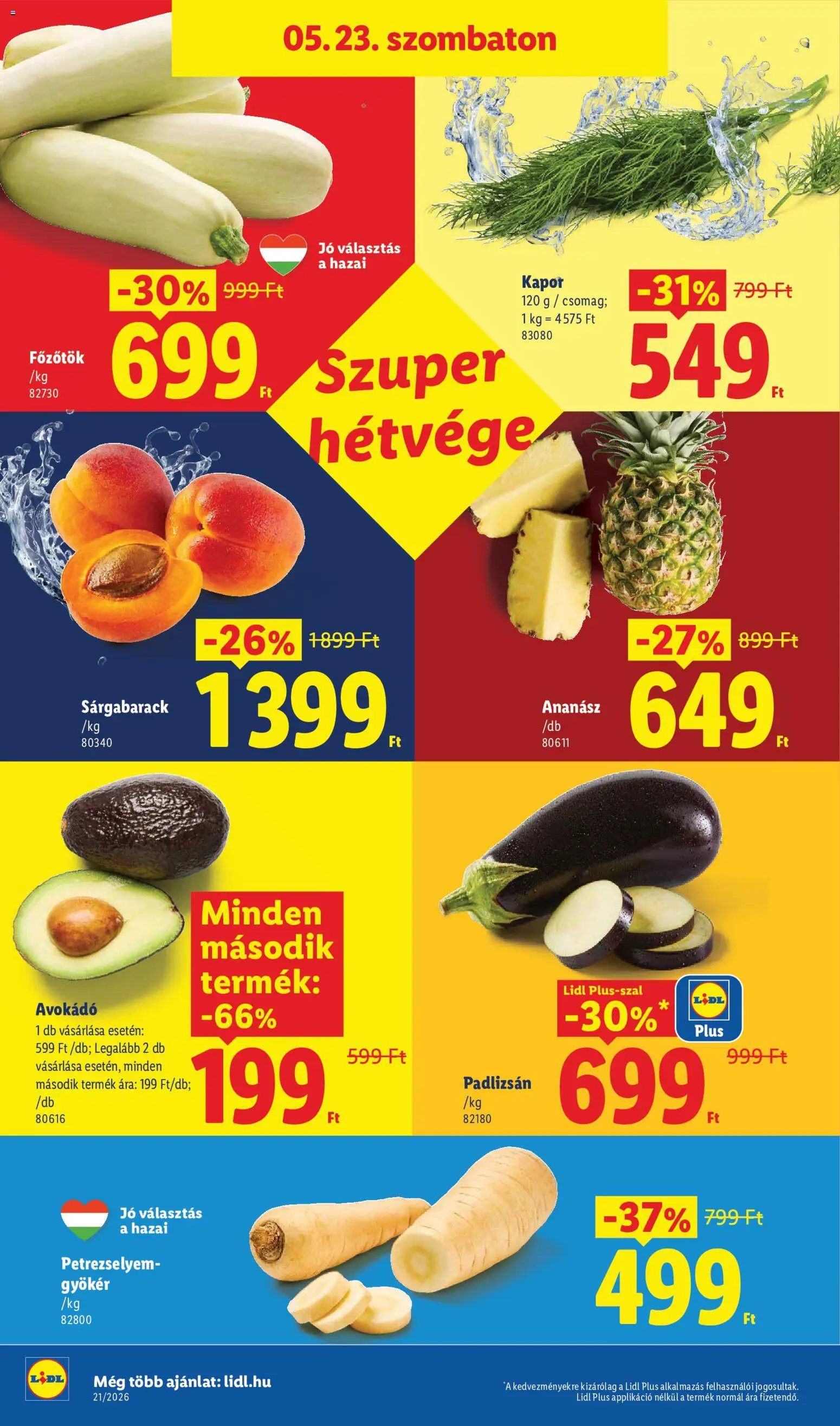 Lidl akciós ujság - amely érvényes a következő dátumtól: 21.05.2026 | Oldal: 56 | Termékek: Padlizsán, Petrezselyem, Kapor, Avokádó