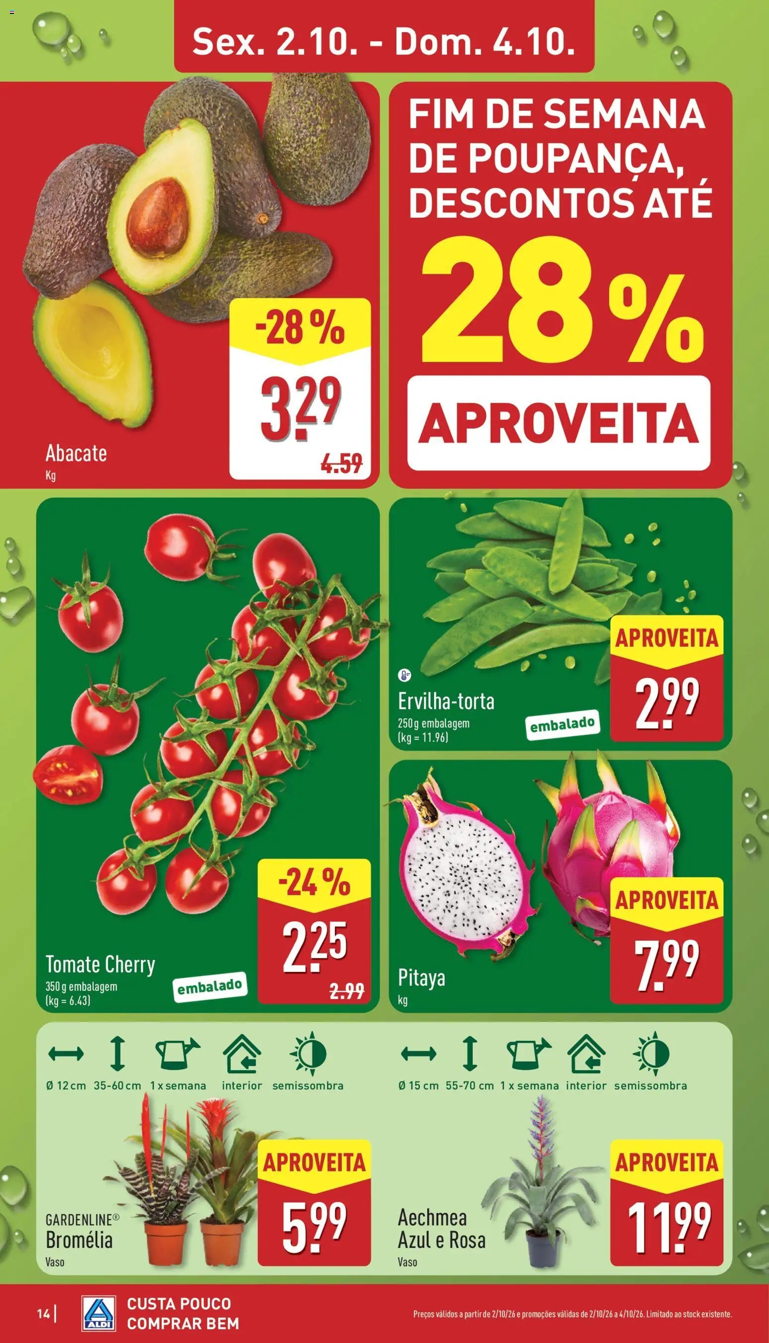 Aldi folheto │ válido de 28/09/2026 | Página: 14 | Produtos: Vaso, Abacate, Tomate, Tomate cherry