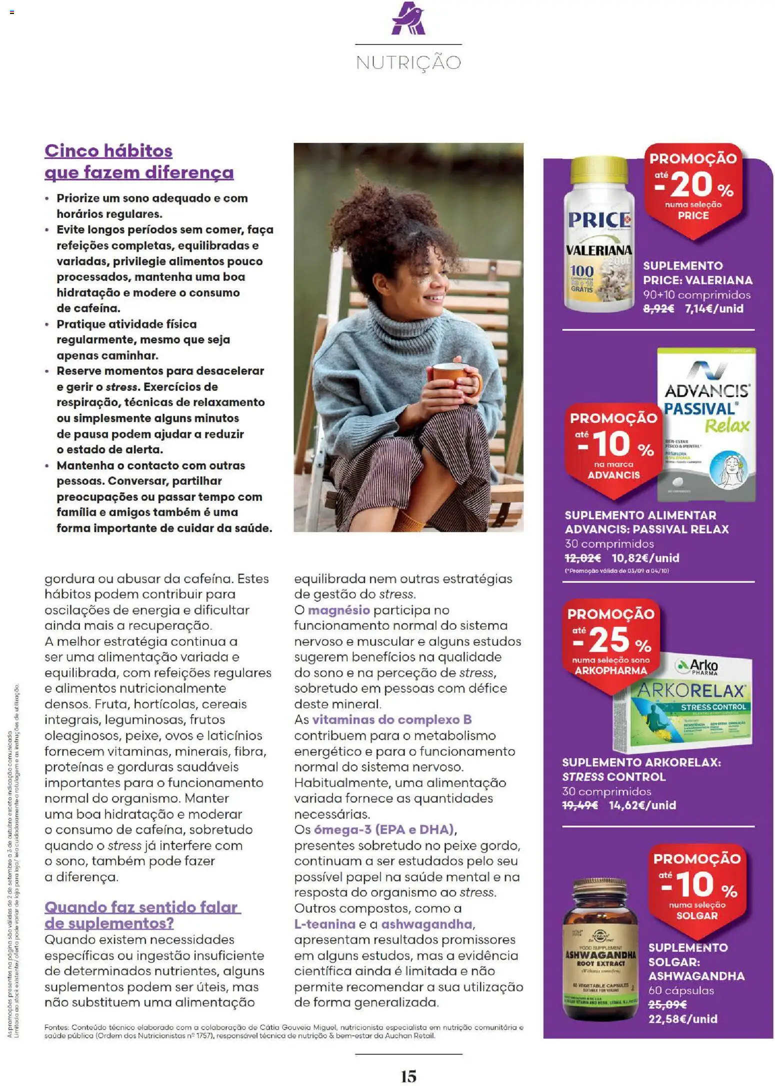 Auchan Revista Longevidade e Especial Bebe │ válido de 02/09/2026 | Página: 15 | Produtos: Faca, Laticínios, Cápsulas, Cereais