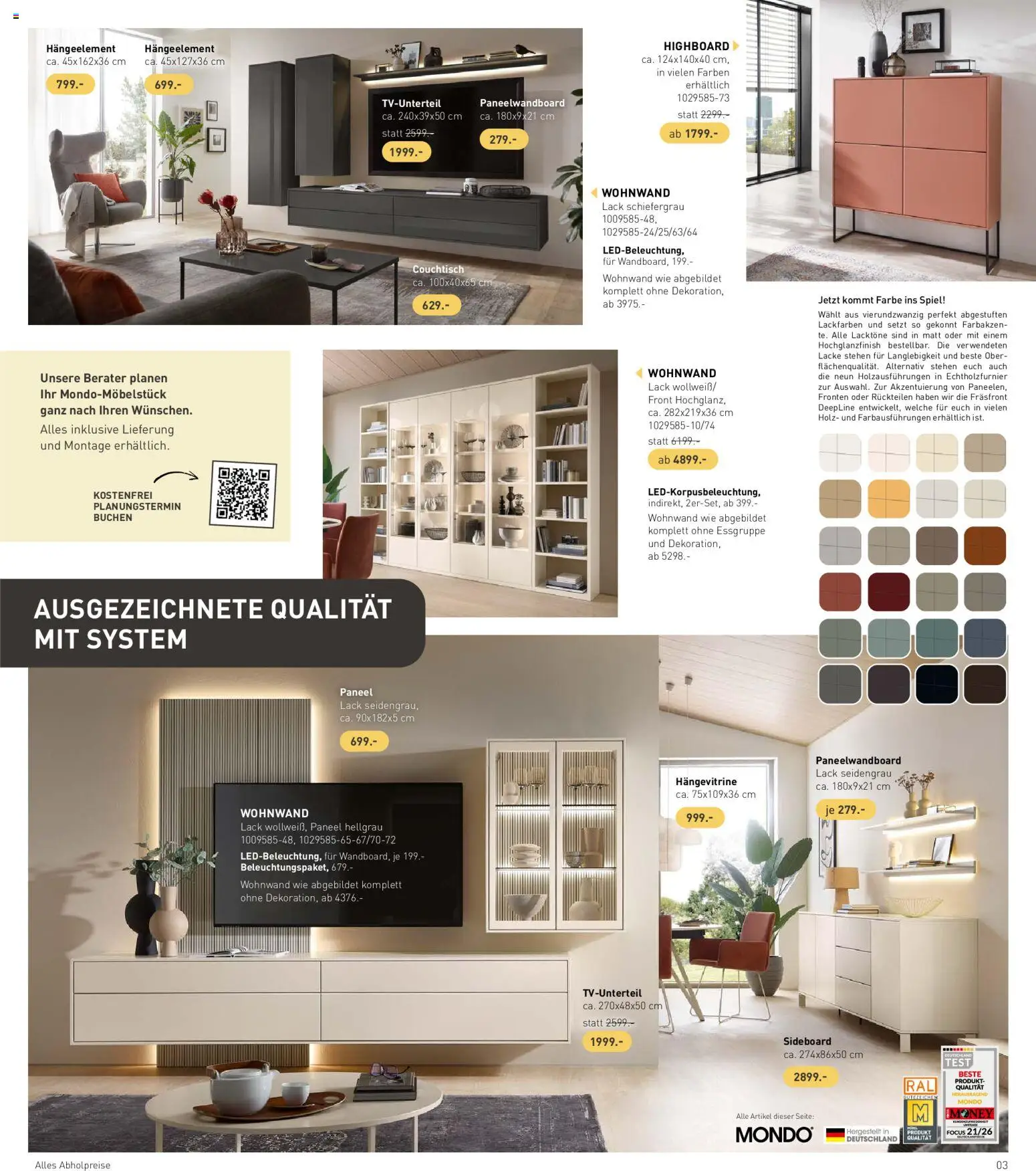 Möbel Martin Katalog Mondo – gültig ab 01.09.2026 | Seite: 3 | Produkte: Spiel, HIghboard, Essgruppe, Hängevitrine