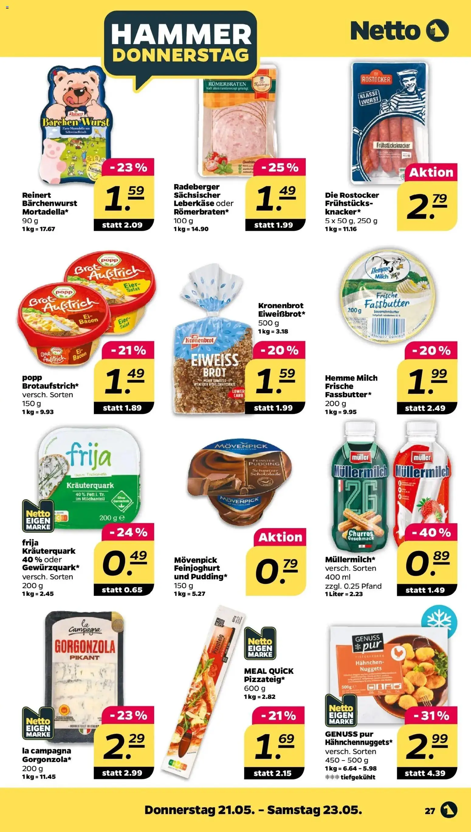 Netto Wochenangebote – gültig ab 18.05.2026 | Seite: 31 | Produkte: Pudding, Wurst, Brot, Müllermilch