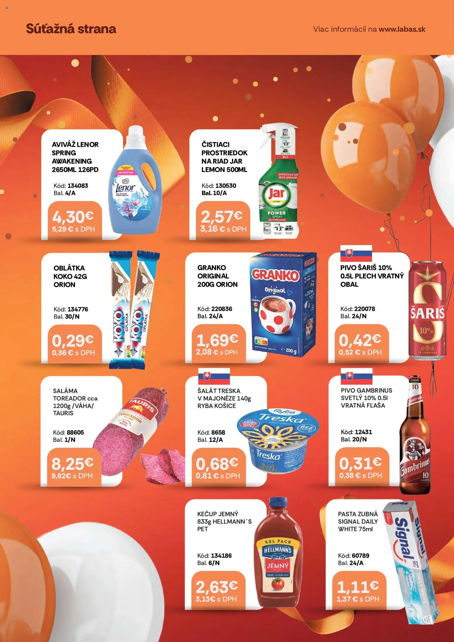 Nové Labaš akcie – leták je platný od 17.07.2026 | Strana: 5 | Produkty: Pivo, Treska, Jar, Lenor