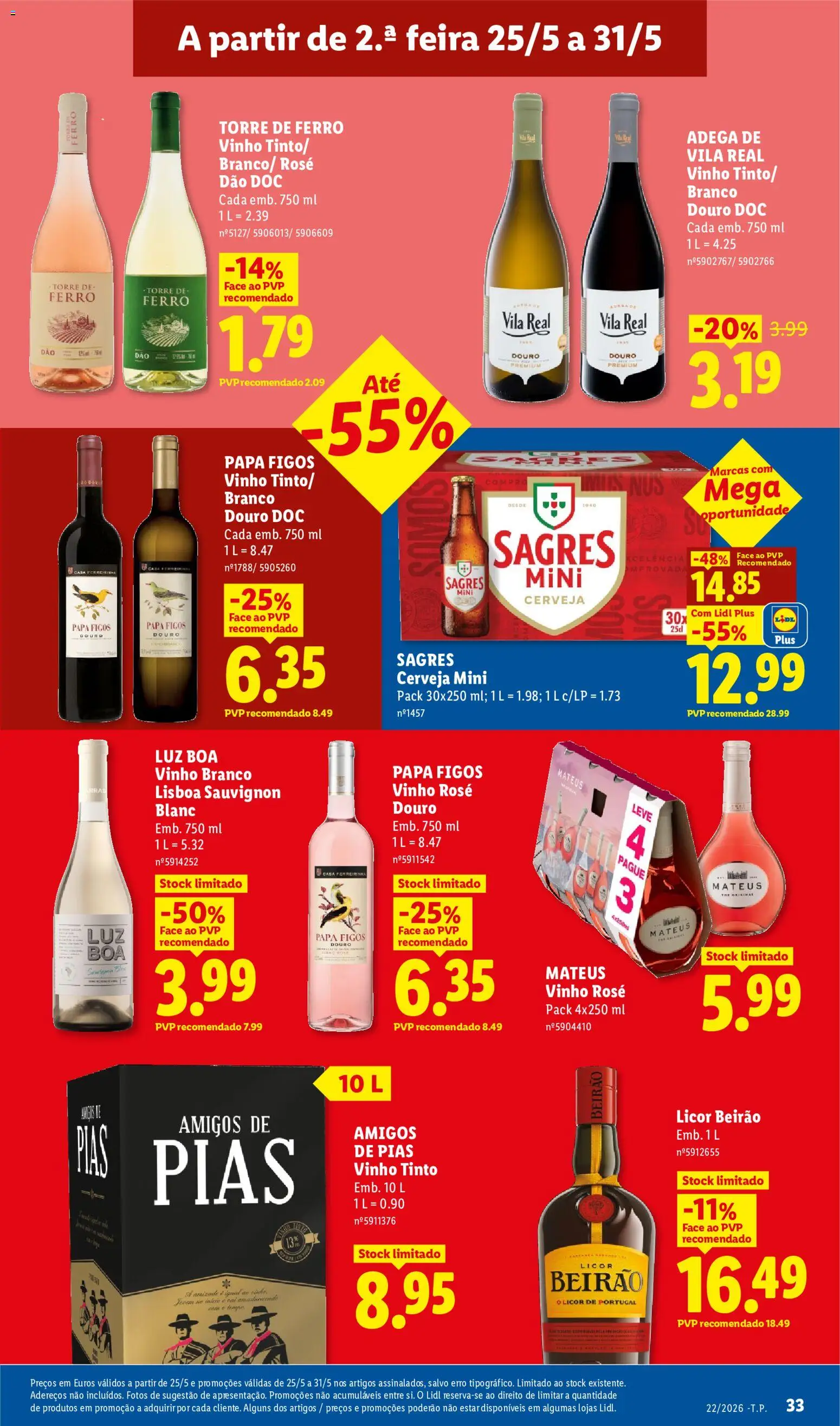 Lidl folheto │ válido de 25.05.2026 | Página: 33 | Produtos: Ferro, Licor, Cerveja, Vinho tinto