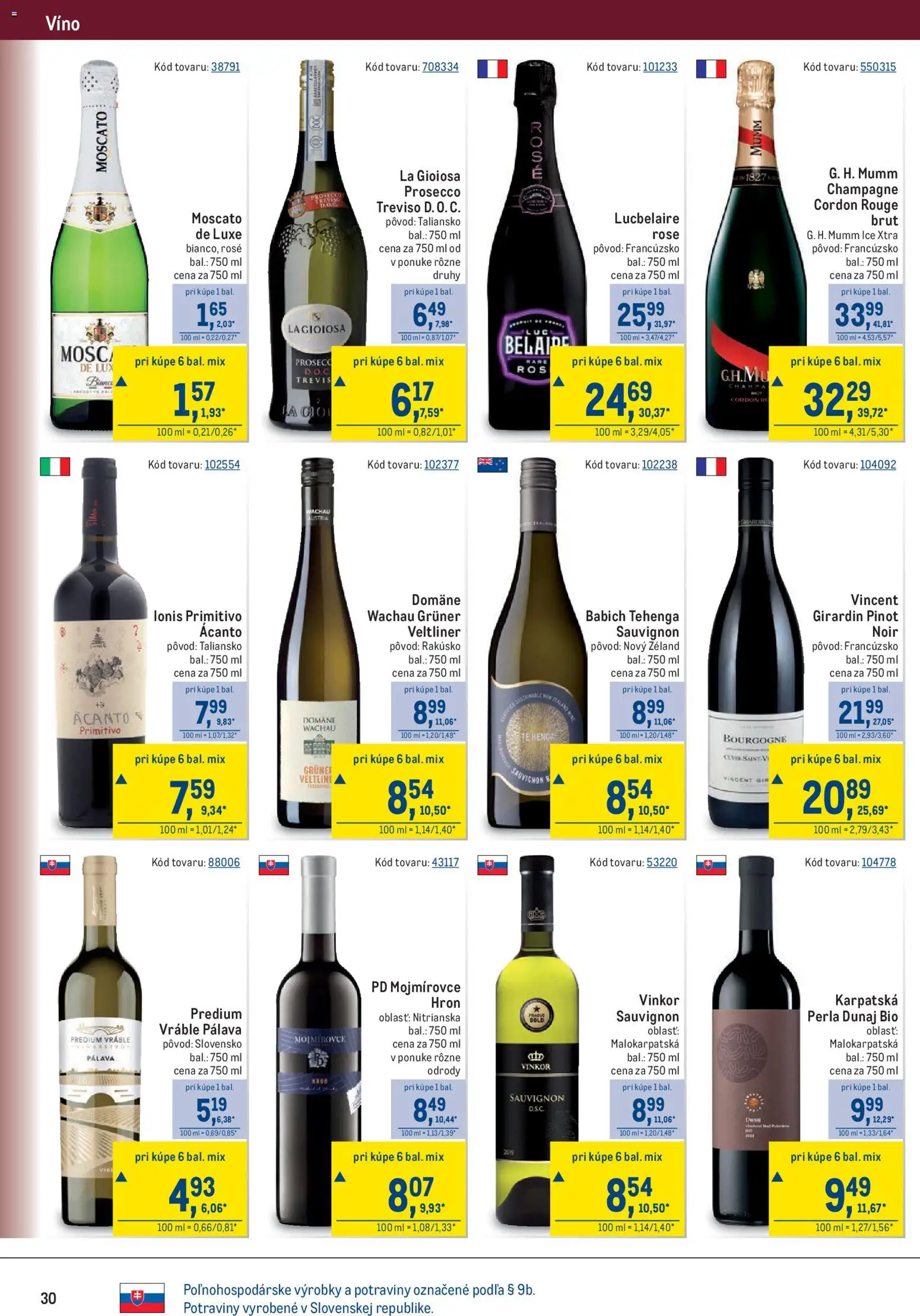 Nové Metro akcie – leták je platný od 12.08.2026 | Strana: 30 | Produkty: Víno, Prosecco
