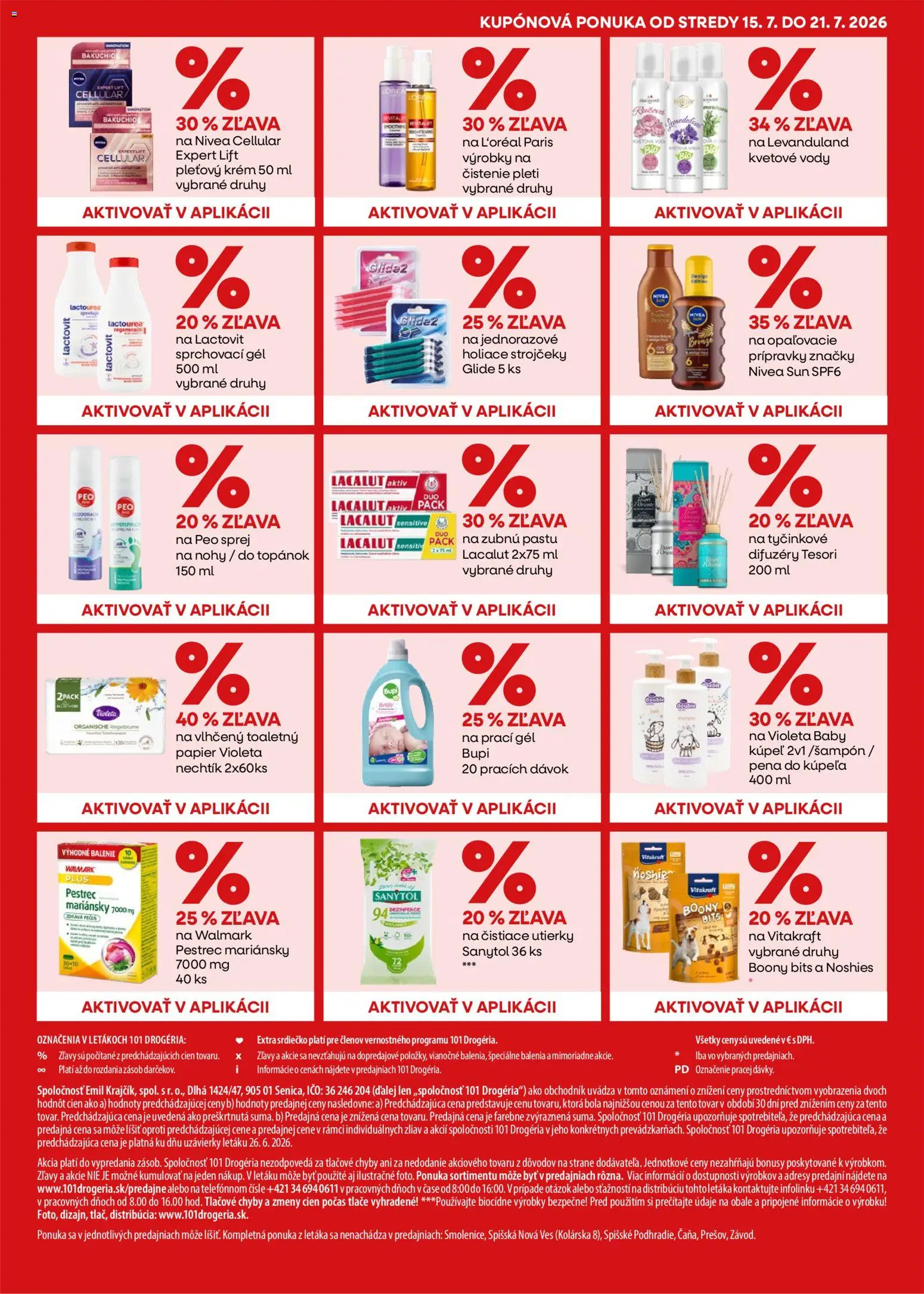 Nové 101 drogerie akcie – leták je platný od 08.07.2026 | Strana: 7 | Produkty: Sanytol, Pena do kúpeľa, Čistiace utierky, Krém
