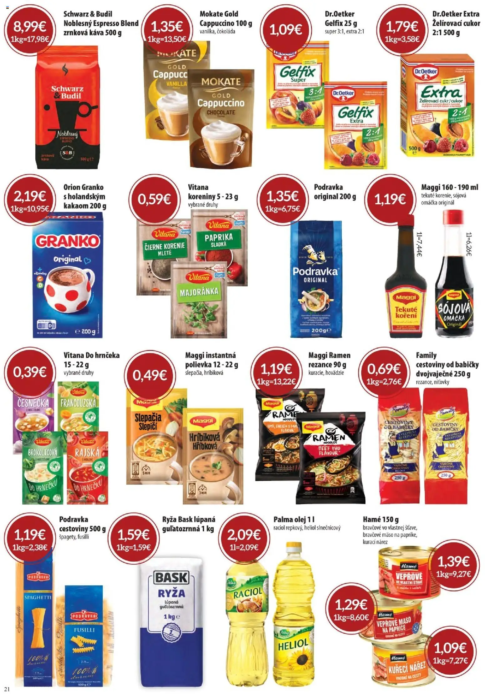 Nové CBA Komfos akcie – leták je platný od 04.06.2026 | Strana: 21 | Produkty: Ryža, Čierne korenie, Cukor, Rezance