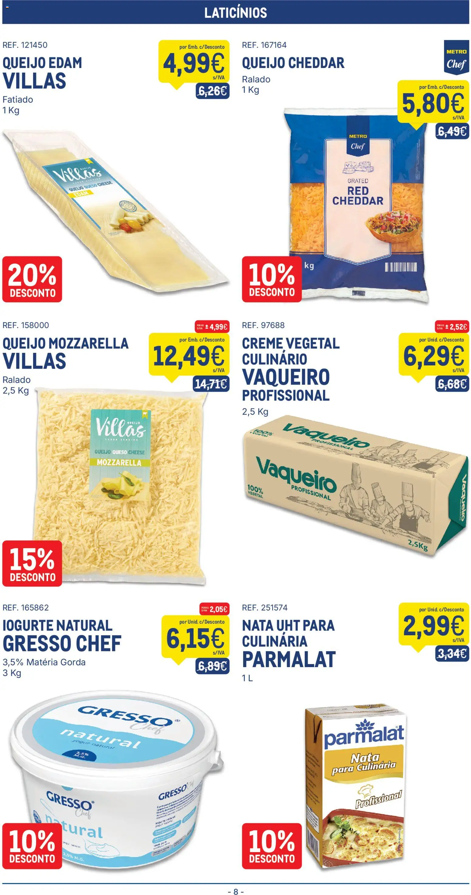 Makro folheto │ válido de 13/10/2026 | Página: 8 | Produtos: Queijo Mozzarella, Iogurte, Nata, Queijo Cheddar