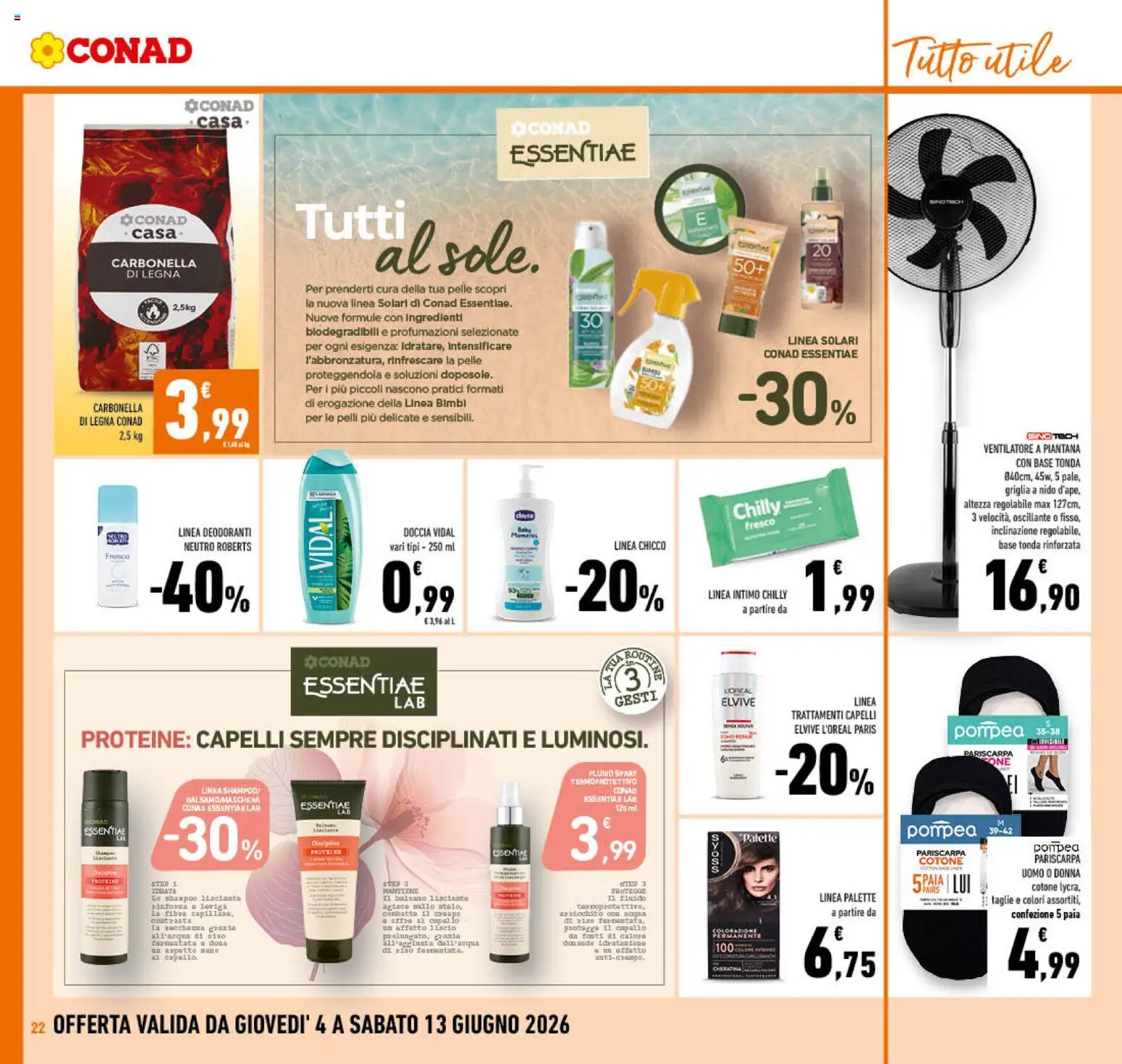 Volantino Conad del 04.06.2026 | Pagina: 22 | Prodotti: Ventilatore, Acqua, Griglia, Doccia