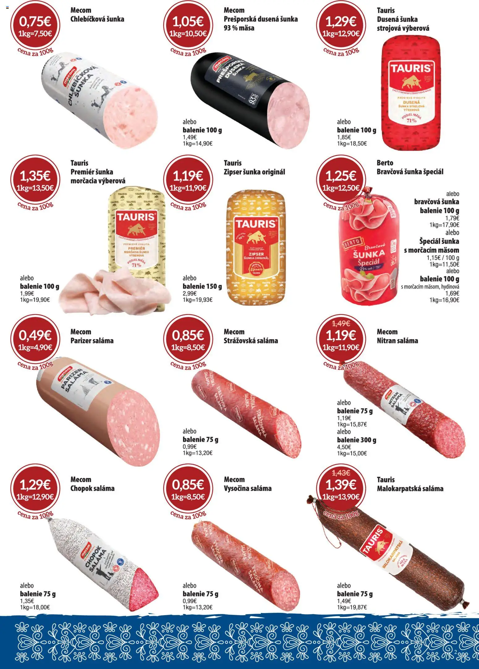 Nové Nitrazdroj akcie – leták je platný od 06.08.2026 | Strana: 2 | Produkty: Saláma, Šunka, Soľ