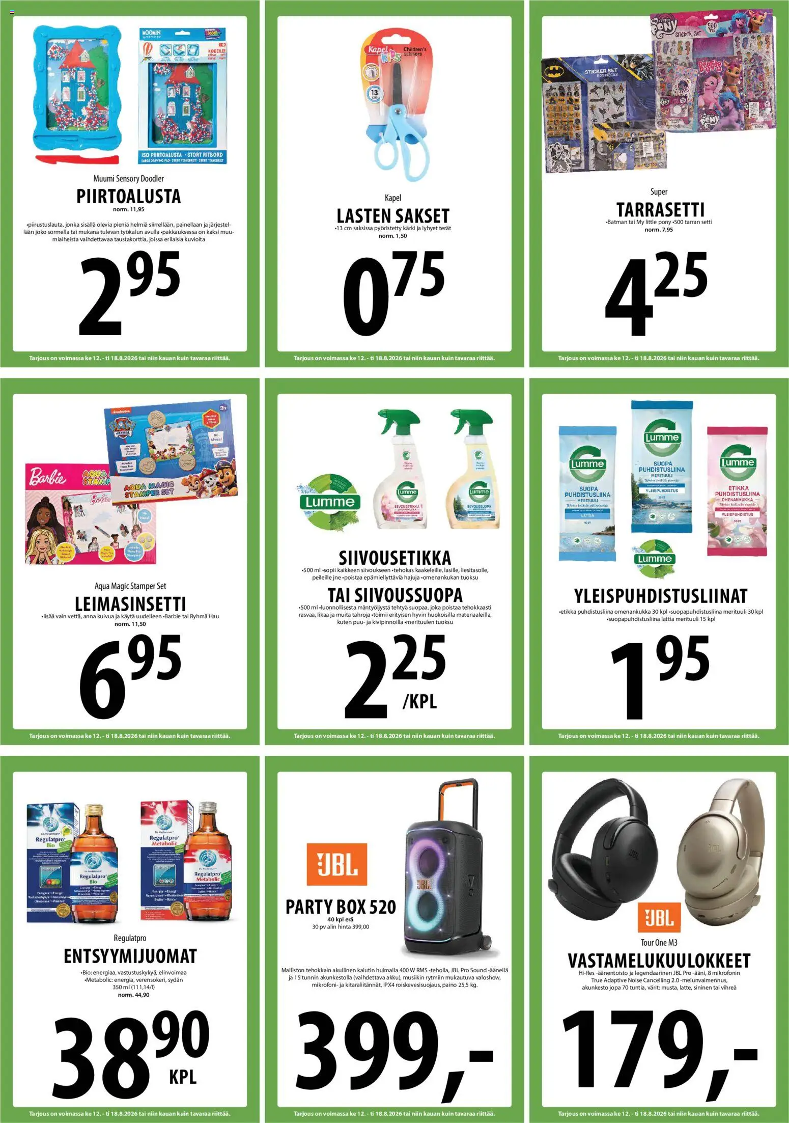 Tuuri tarjoukset – voimassa 12/08/2026 alkaen | Sivu: 9 | Tuotteet: Vastamelukuulokkeet, Tuoksu, Sakset, Etikka