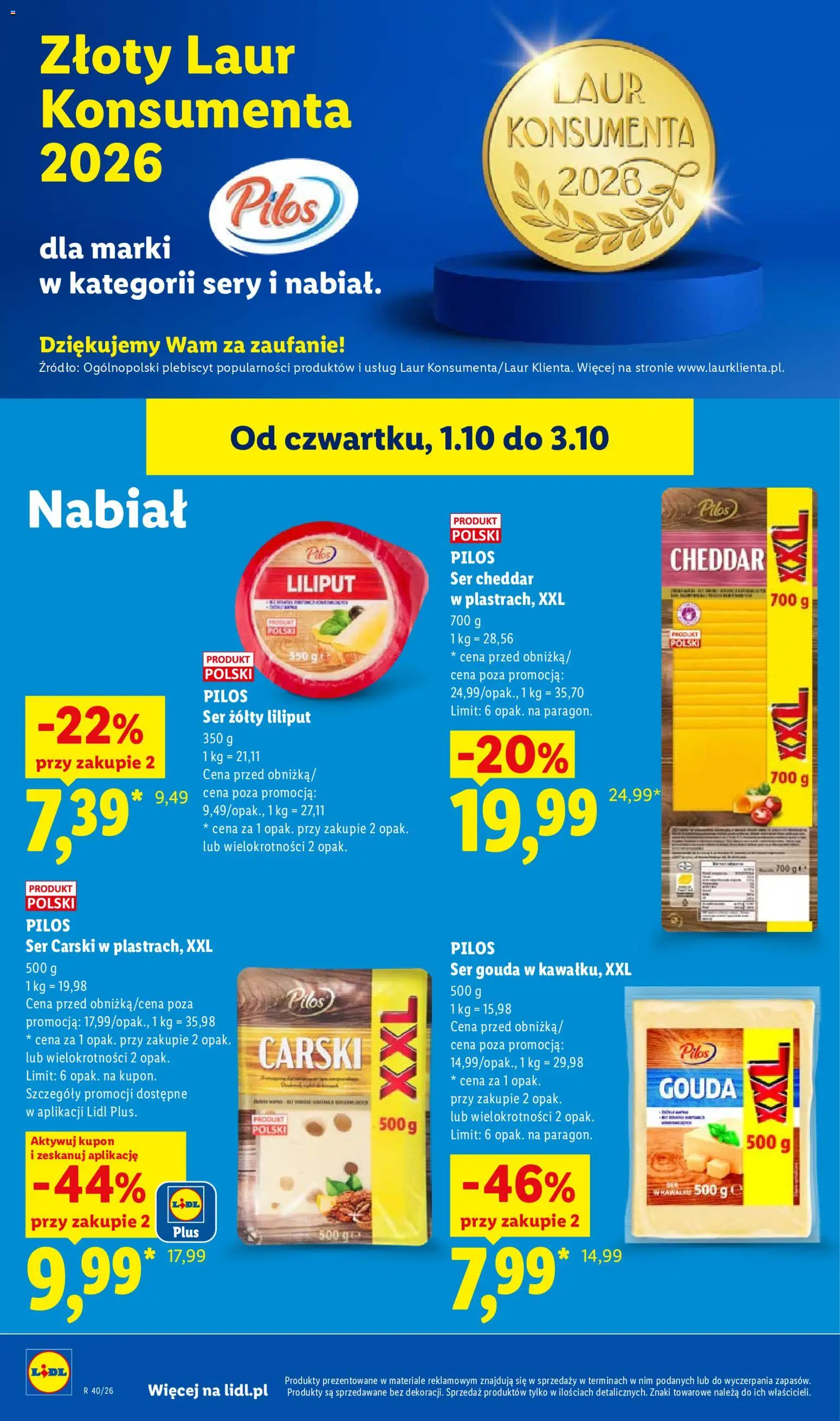 Lidl Polsko leták od 01.10.2026 | Strana: 60 | Produkty: Gouda, Cheddar