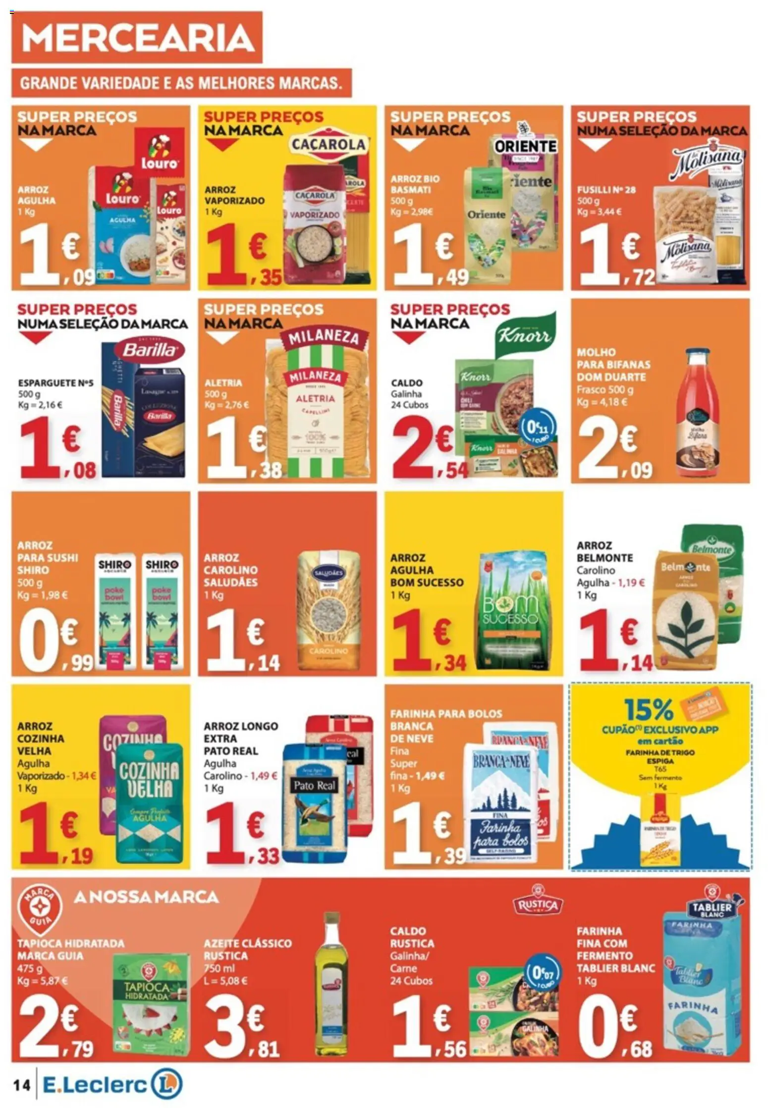 E.Leclerc folheto │ válido de 01/10/2026 | Página: 14 | Produtos: Azeite, Mercearia, Tapioca, Knorr