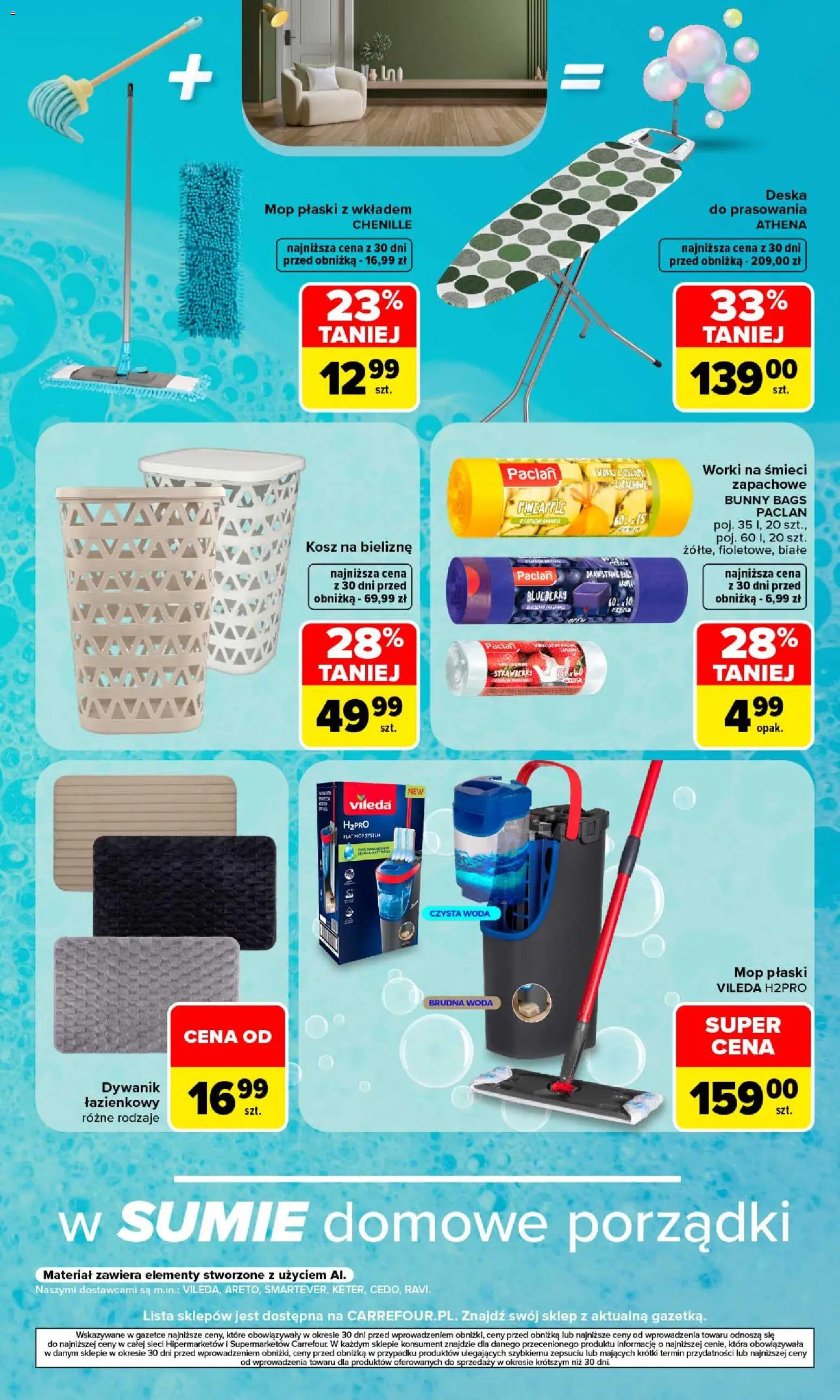 Carrefour gazetka - Porządki pełne okazji od 17.08.2026 | Strona: 9 | Produkty: Worki na śmieci zapachowe, Worki na śmieci, Deska do prasowania, Mop