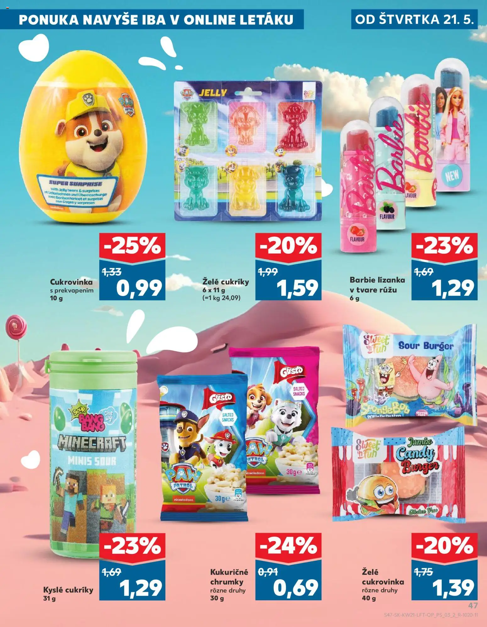 Nové Kaufland akcie – leták je platný od 21.05.2026 | Strana: 47 | Produkty: Cukríky