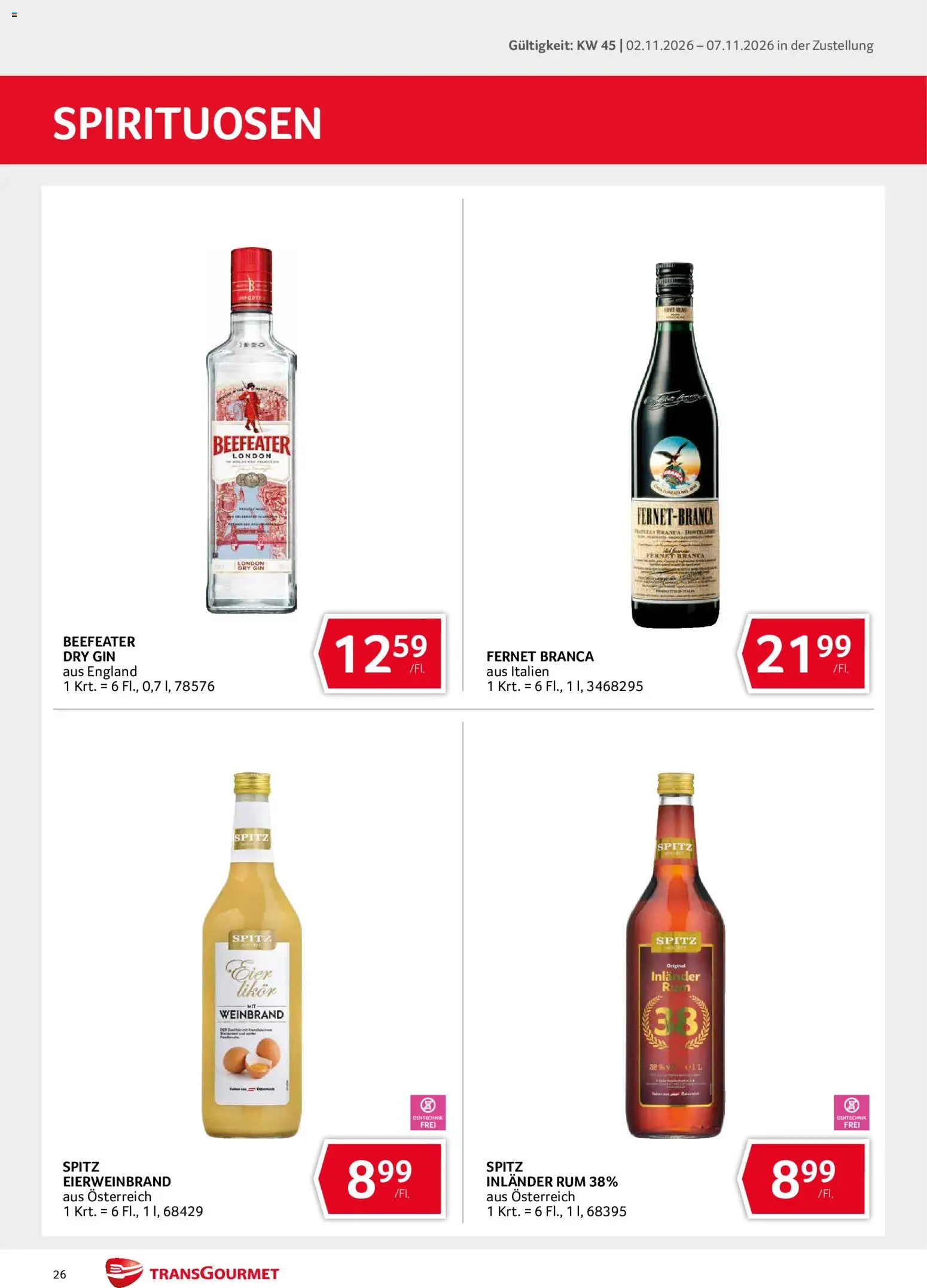 Transgourmet Flugblatt gültig ab 02.11.2026 | Seite: 26 | Produkte: Gin