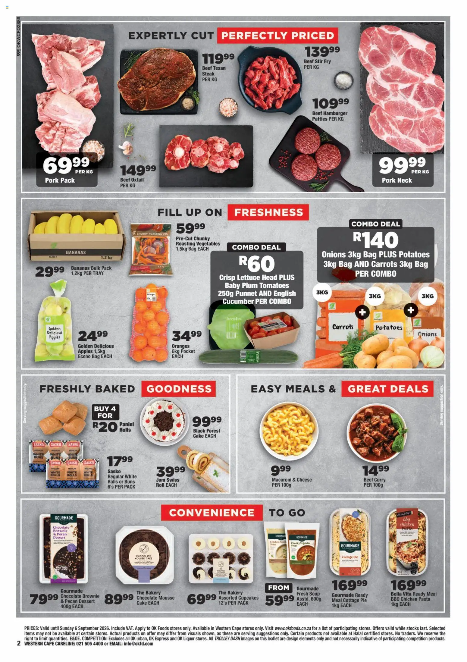 New OK Foods catalogue – valid from 25/08/2026 | Page: 2 | Products: Tray, Buns, Dessert, Apples