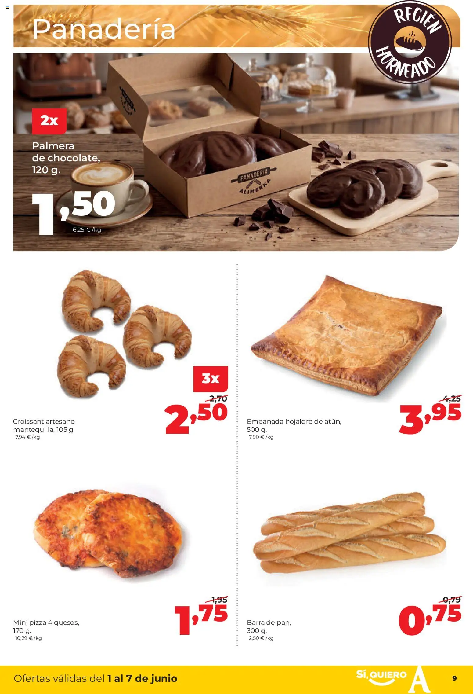 Alimerka folleto Asturias │ válido desde el 01.06.2026 | Página: 9 | Productos: Pizza, Croissant, Panadería