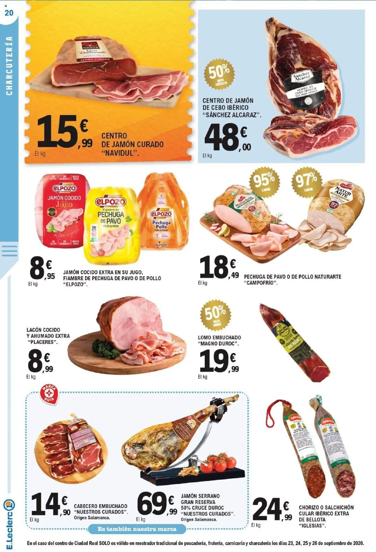 E.Leclerc - Pamplona │ válido desde el 23/09/2026 | Página: 20 | Productos: Jamón curado, Lomo, Jamón, Pavo