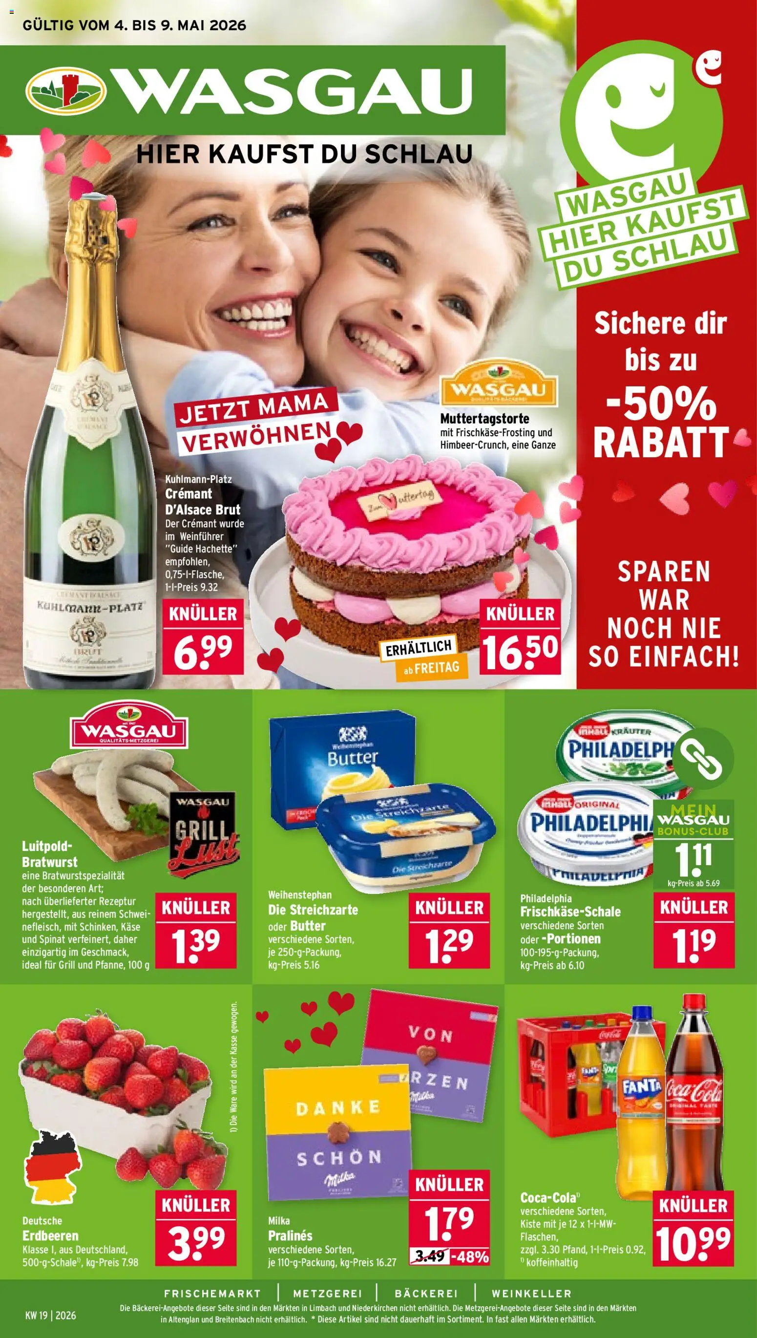 Wasgau Prospekt 	 – gültig ab 04.05.2026 | Seite: 1 | Produkte: Grill, Fanta, Cola, Erdbeeren