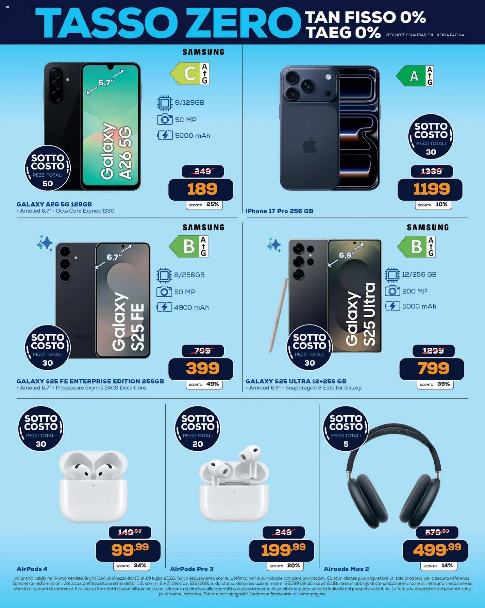 Volantino BRUNO del 16/07/2026 | Pagina: 2 | Prodotti: Iphone, Airpods, Samsung