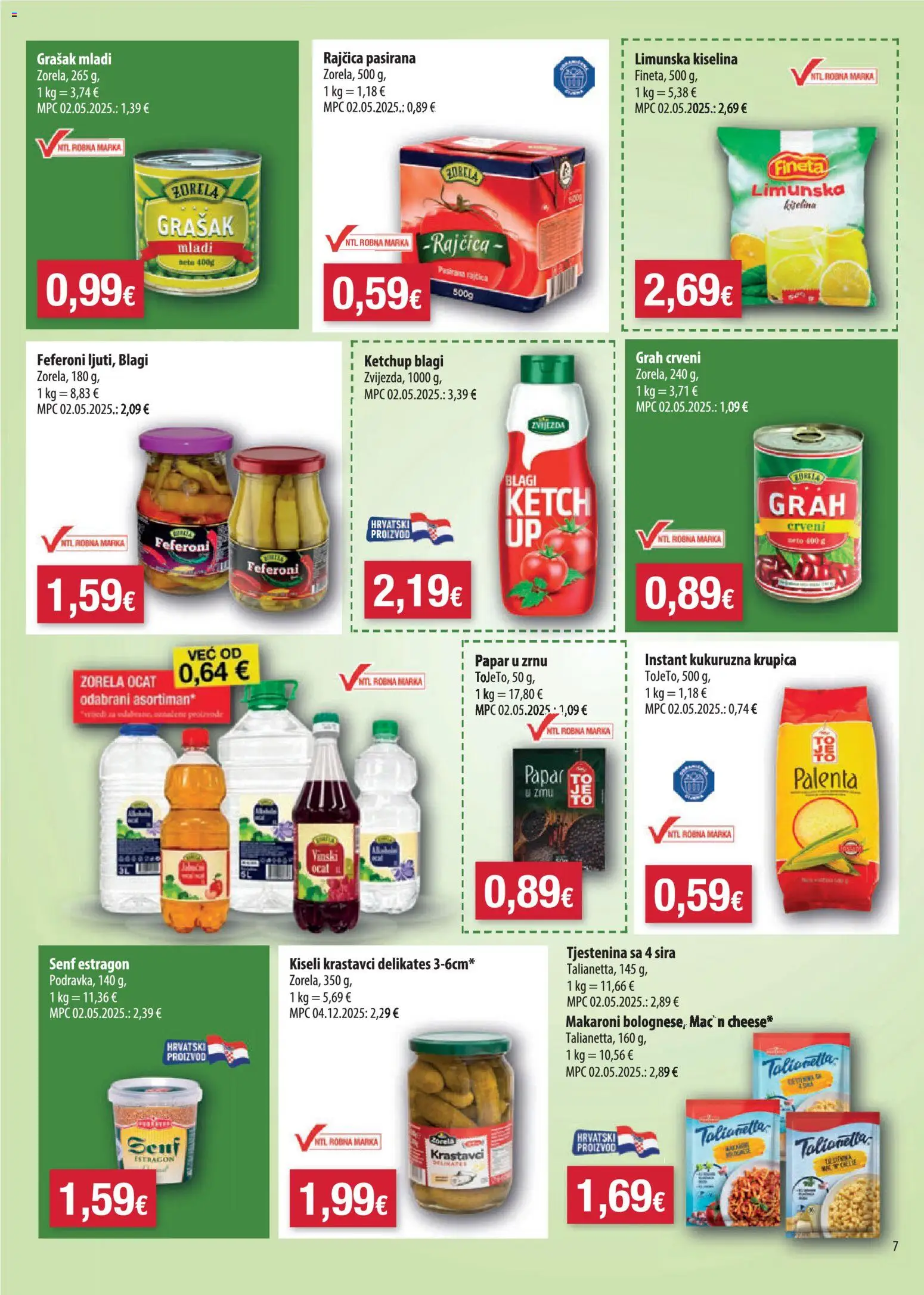 NTL katalog | vrijedi od 08.07.2026 | Stranica: 7 | Proizvodi: Tjestenina, Ocat, Senf, Feferoni