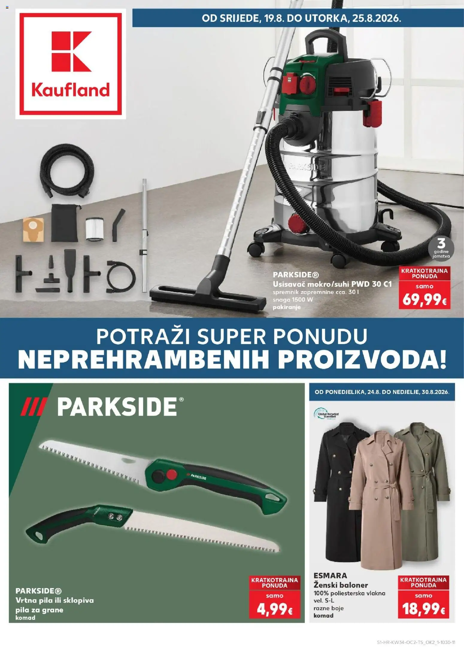 Kaufland katalog | vrijedi od 19.08.2026 | Stranica: 1 | Proizvodi: Usisavač, Pila, Parkside