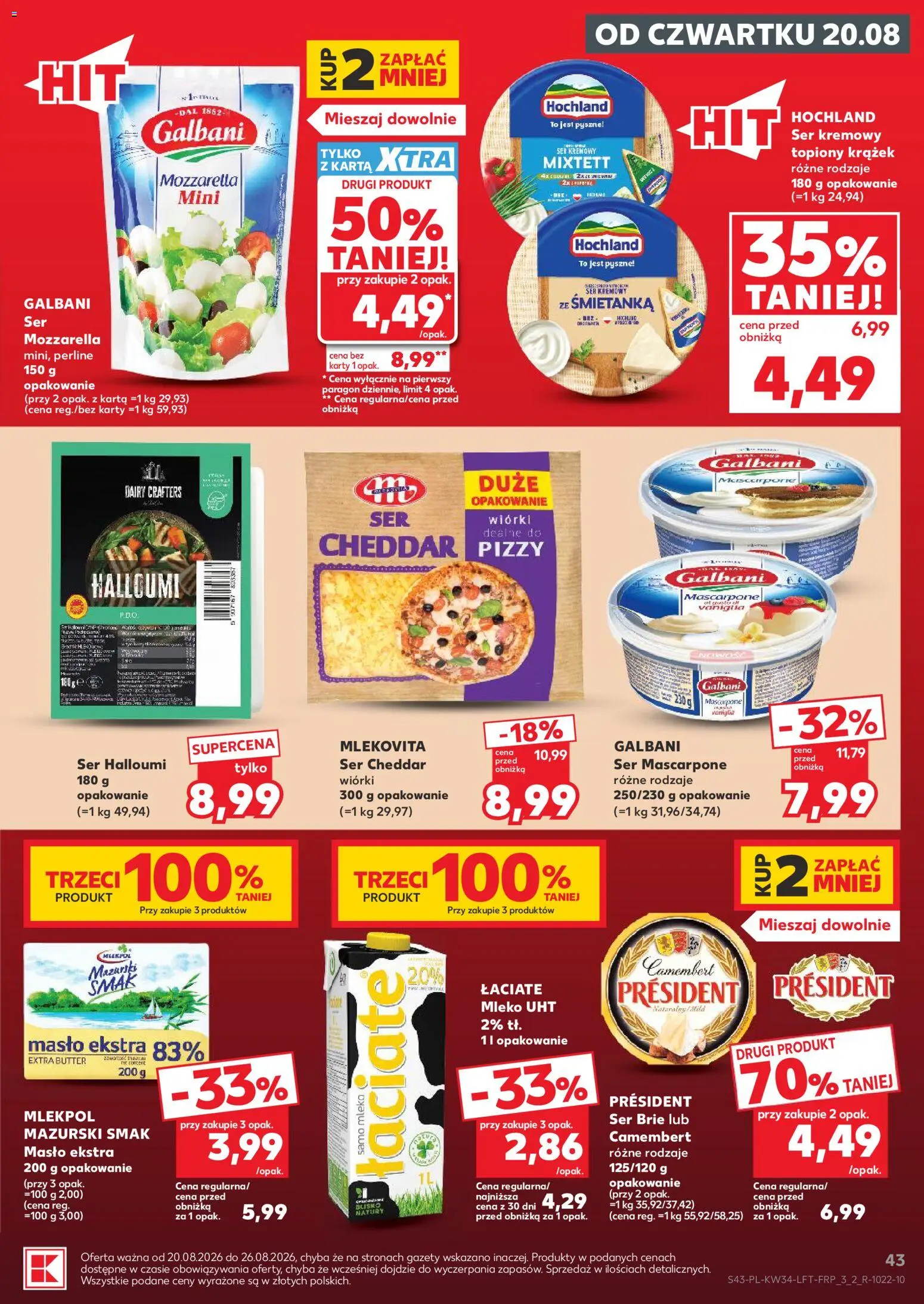 Kaufland gazetka od 20.08.2026 | Strona: 43 | Produkty: Halloumi, Gazety, Mascarpone, Mleko