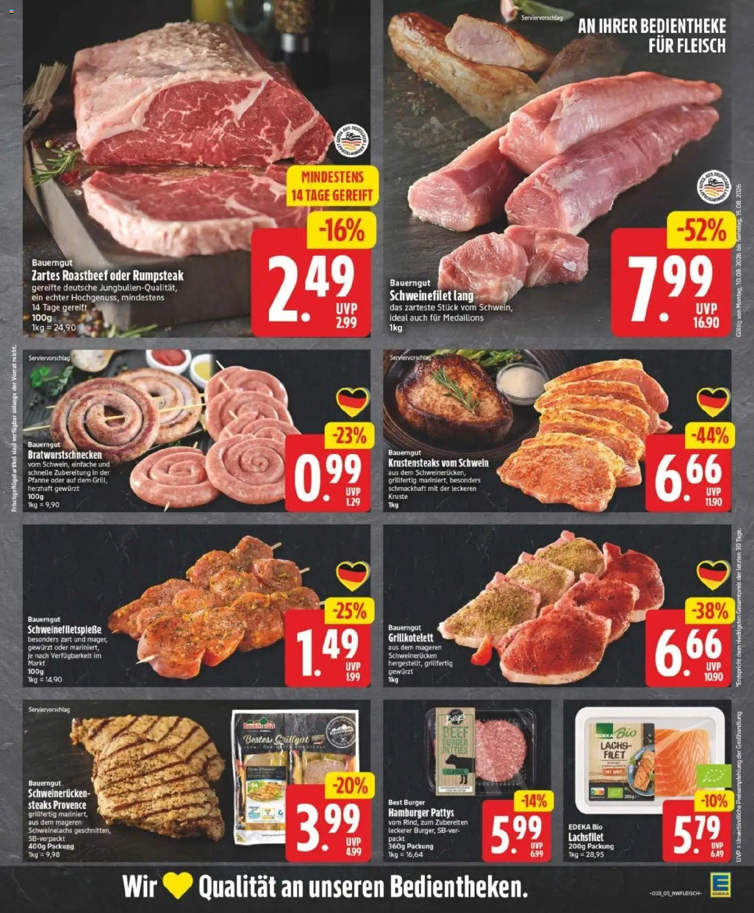 Edeka Prospekt Bremen – gültig ab 10.08.2026 | Seite: 5 | Produkte: Schweinefilet, Lachs, Bauerngut, Schweinerucken