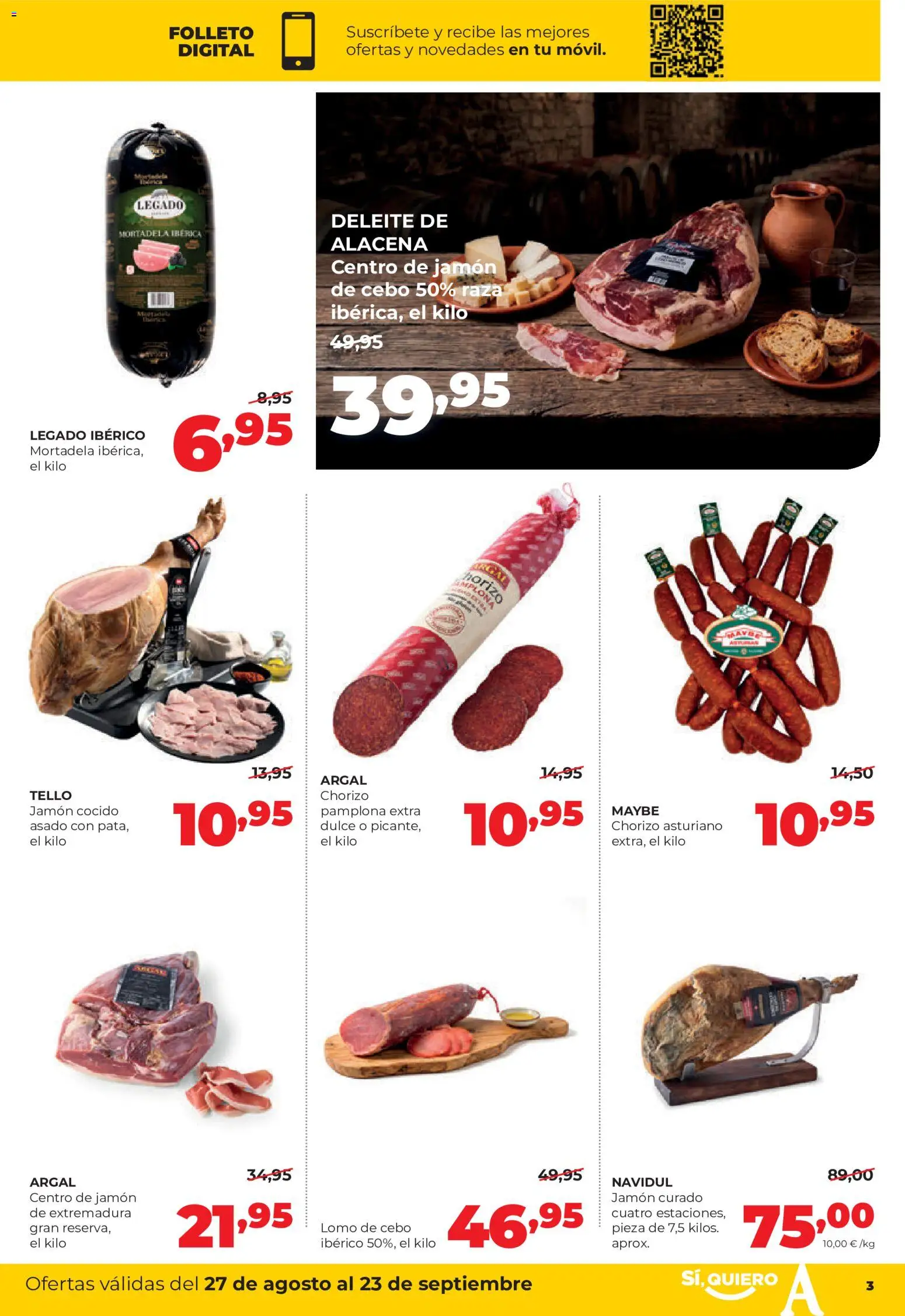 Alimerka folleto Asturias │ válido desde el 27/08/2026 | Página: 3 | Productos: Dulce, Jamón curado, Jamón cocido, Mortadela