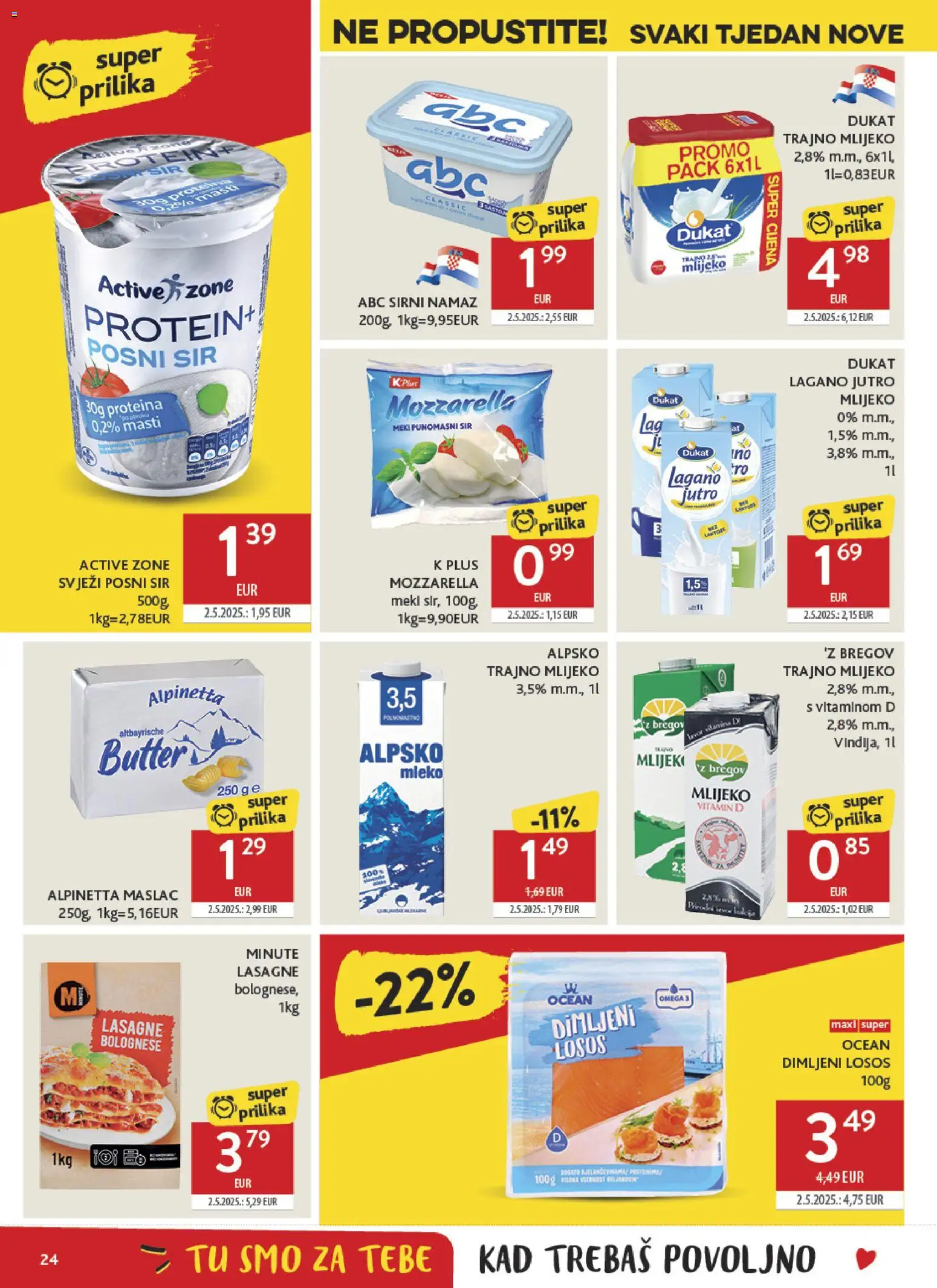 Konzum katalog | vrijedi od 27.05.2026 | Stranica: 24 | Proizvodi: Dimljeni losos, Mast, Lasagne, Losos