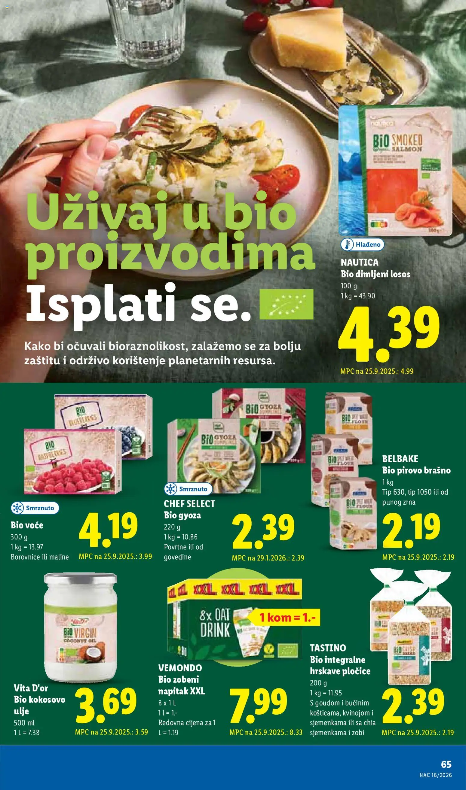 Lidl katalog | vrijedi od 13.04.2026 | Stranica: 65 | Proizvodi: Dimljeni losos, Pločice, Brašno, Maline